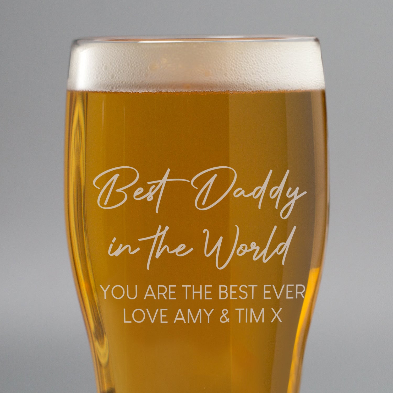 Personalised Best Daddy In The World Tulip Pint Glass - Beer Glasses