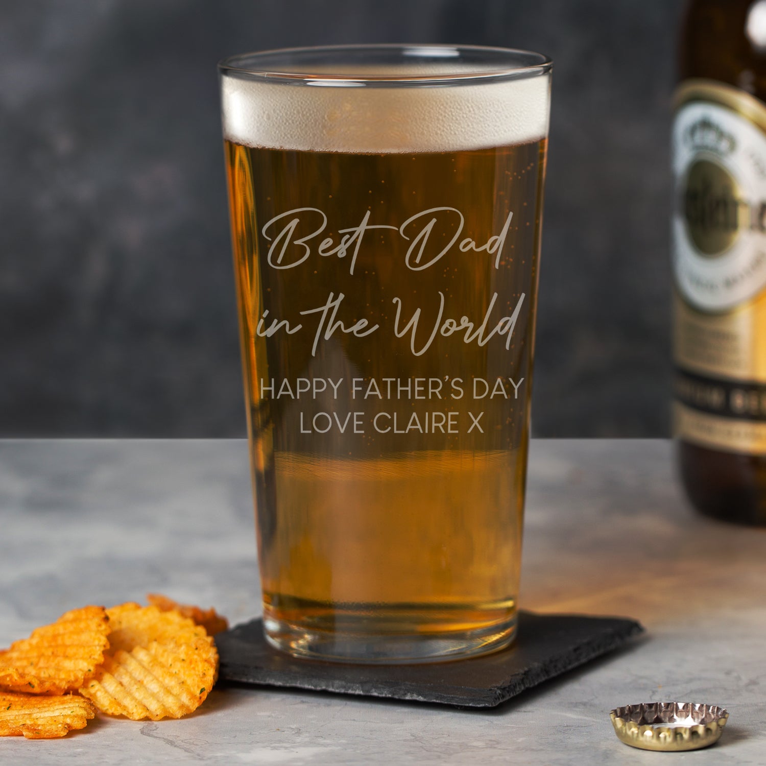 Personalised Best Dad In The World Pint Glass - Beer Glasses
