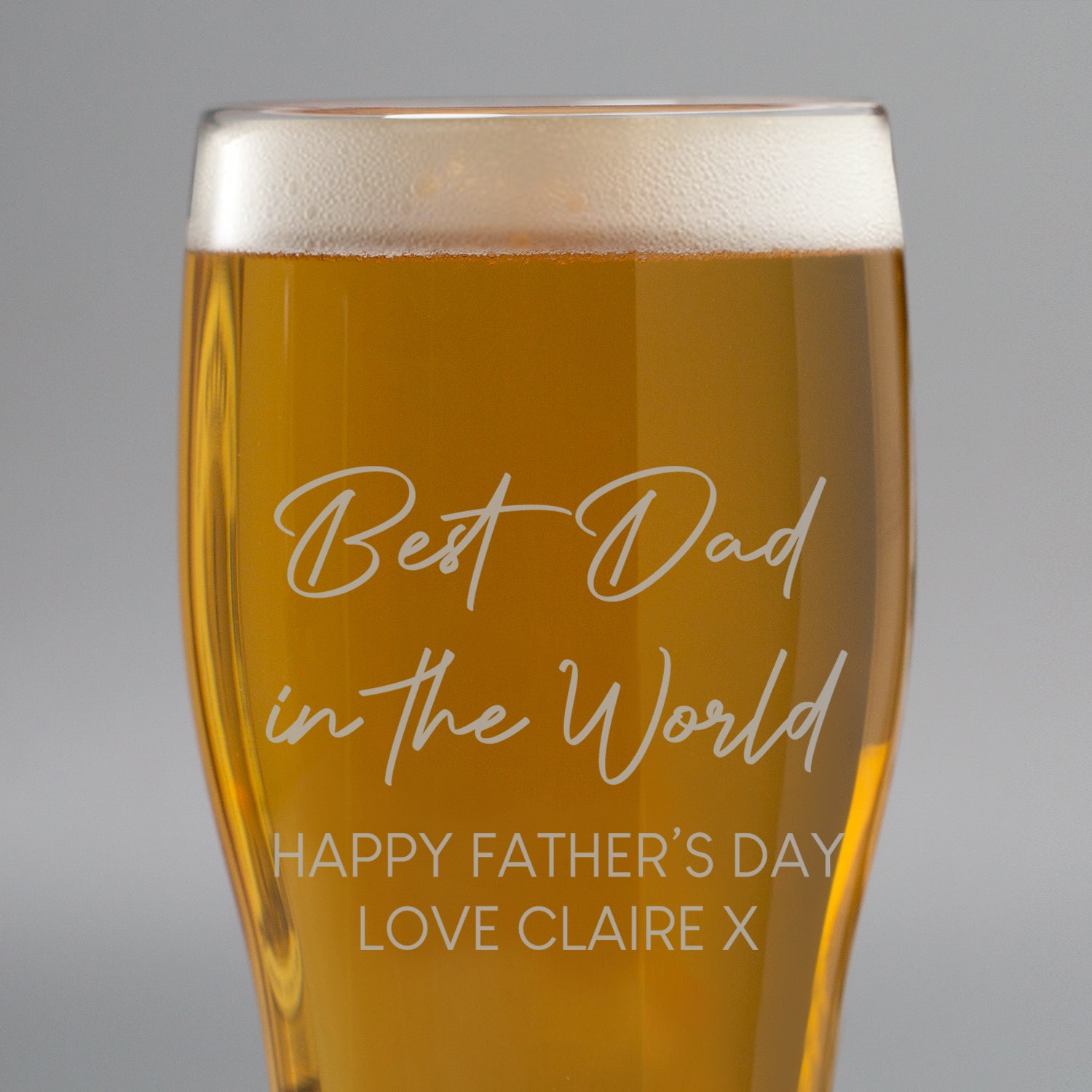 Personalised Best Dad In The World Tulip Pint Glass - Beer Glasses