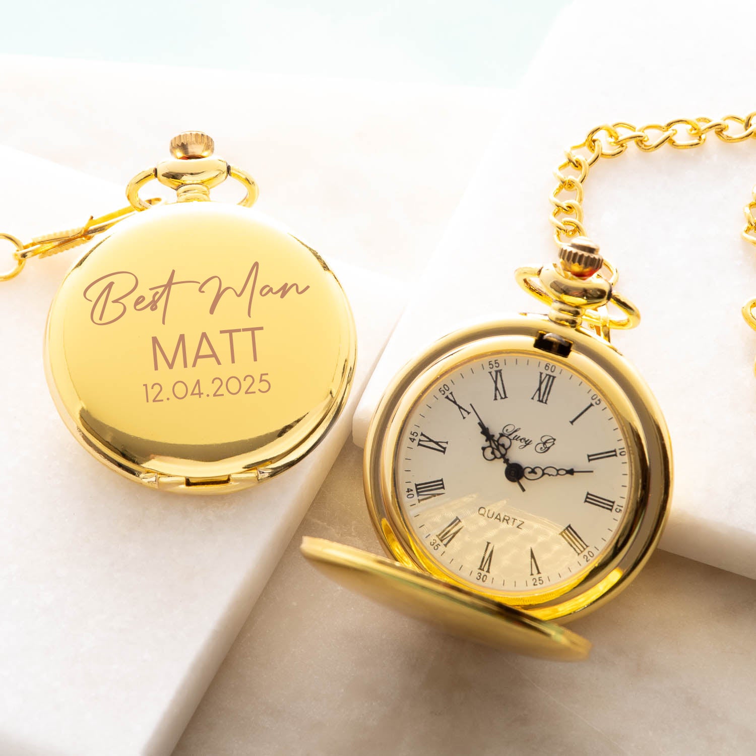 Personalised Best Man Wedding Gold Pocket Fob Watch - Pocket Watches