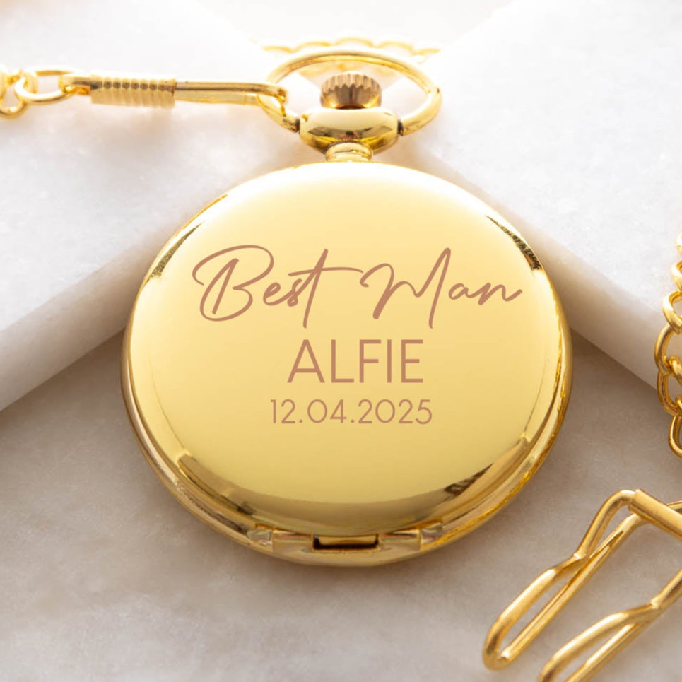 Personalised Best Man Wedding Gold Pocket Fob Watch - Pocket Watches