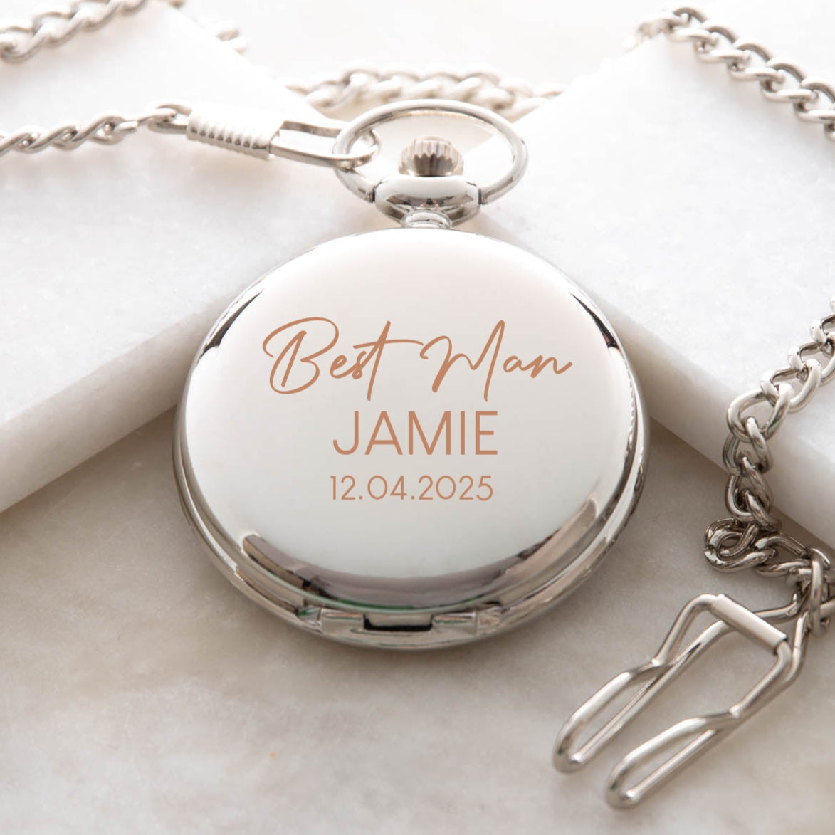 Personalised Best Man Wedding Silver Pocket Fob Watch - Pocket Watches