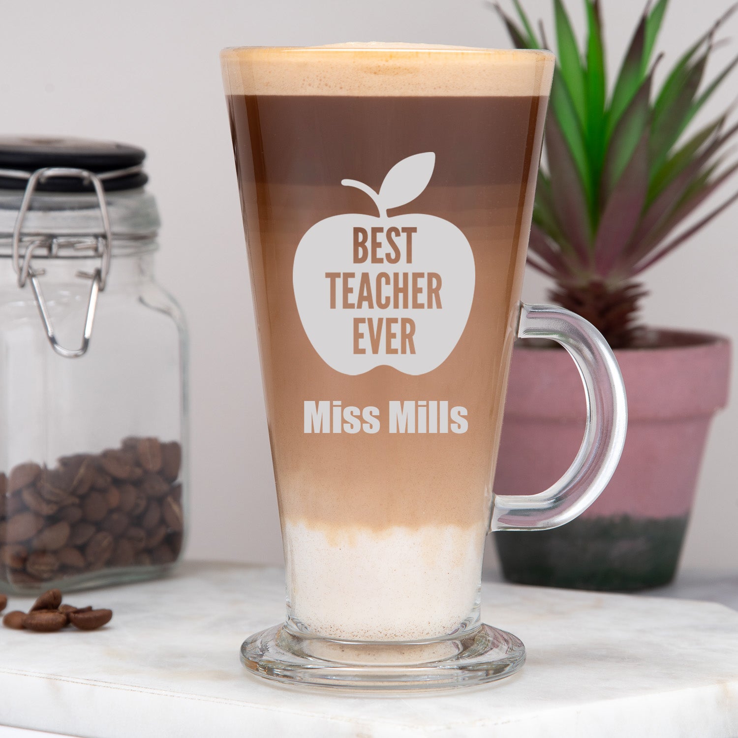 Personalised Best Teacher Ever Coffee Latte Glass - Latte Glass