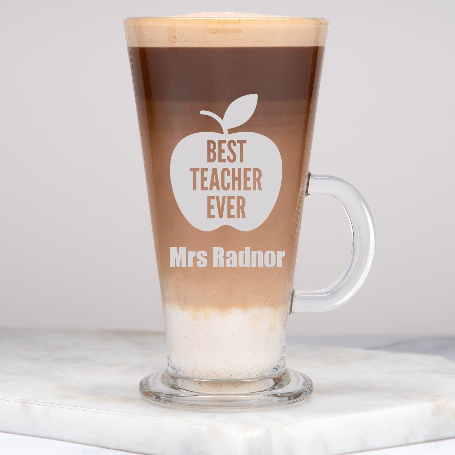 Personalised Best Teacher Ever Coffee Latte Glass - Latte Glass