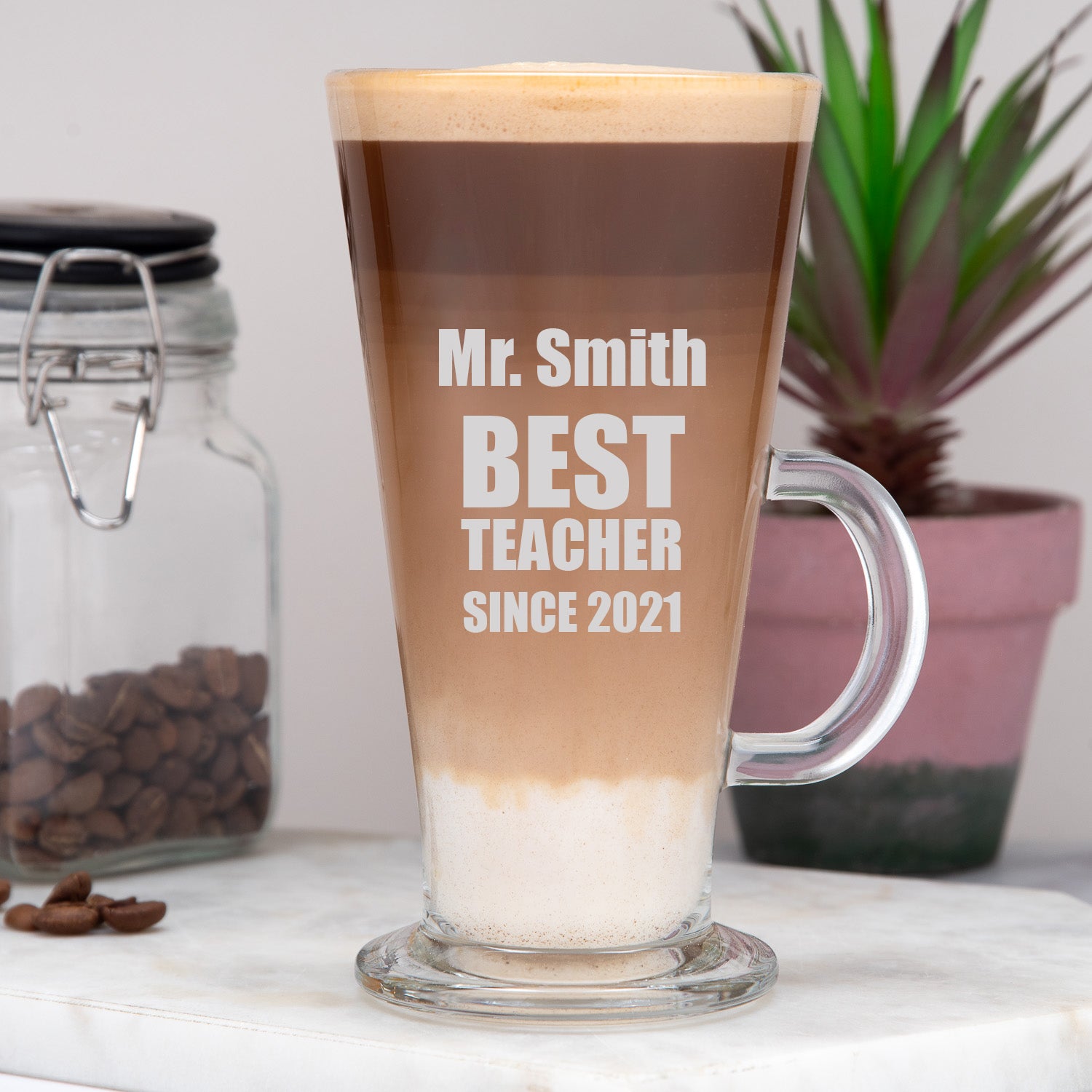 Personalised Best Teacher Coffee Latte Glass - Latte Glass