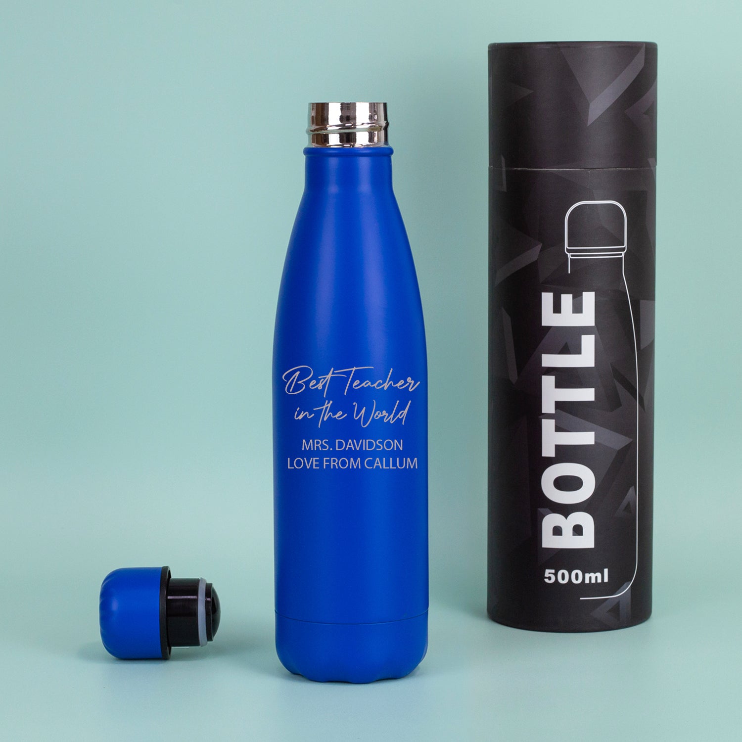 Personalised Best Teacher In The World Thermos Water Bottle - Yes / Dark Blue - Thermos Water Bottles