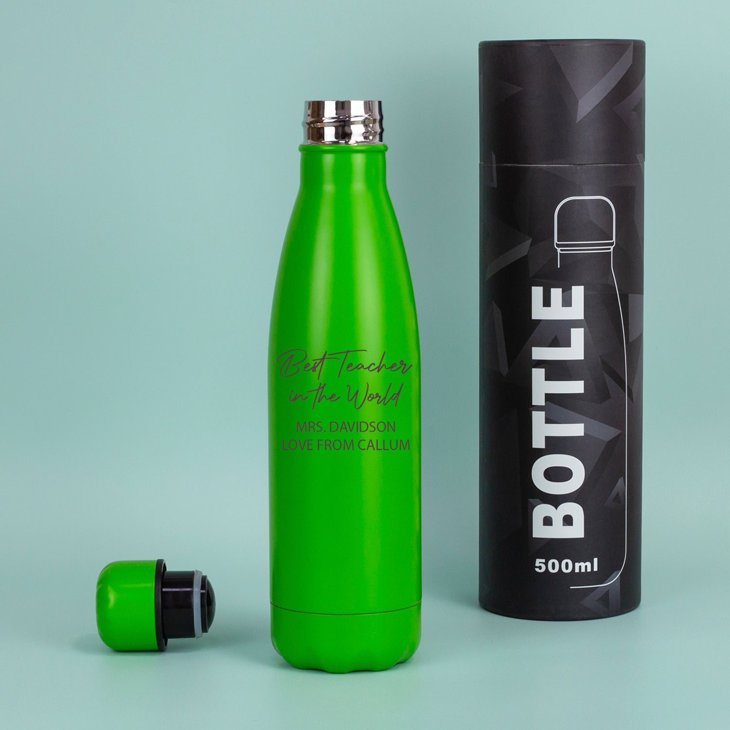 Personalised Best Teacher In The World Thermos Water Bottle - Yes / Dark Green - Thermos Water Bottles