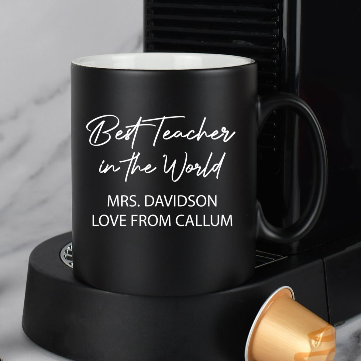 Personalised Best Teacher In The World Mug - Black - Mugs