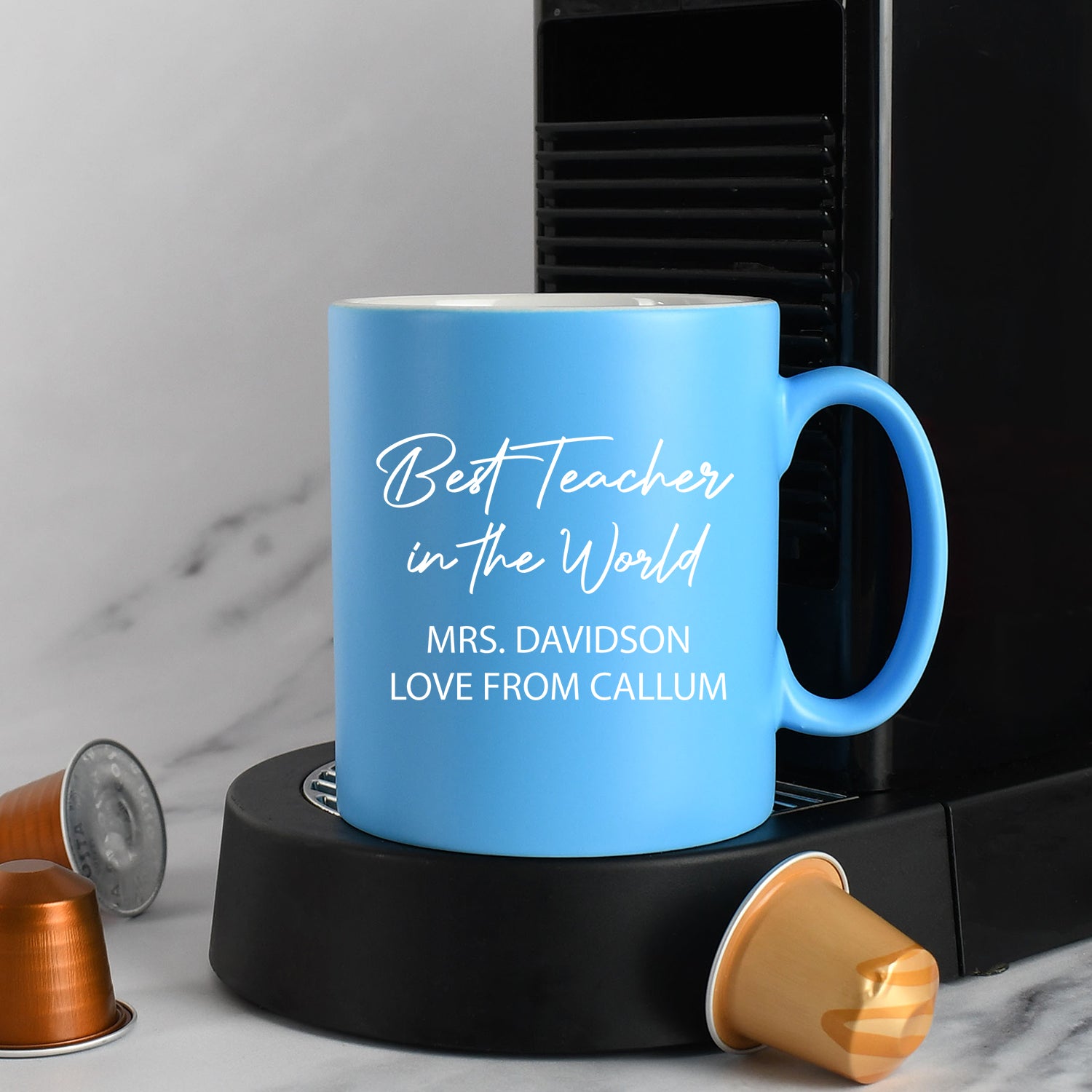 Personalised Best Teacher In The World Mug - Light Blue - Mugs