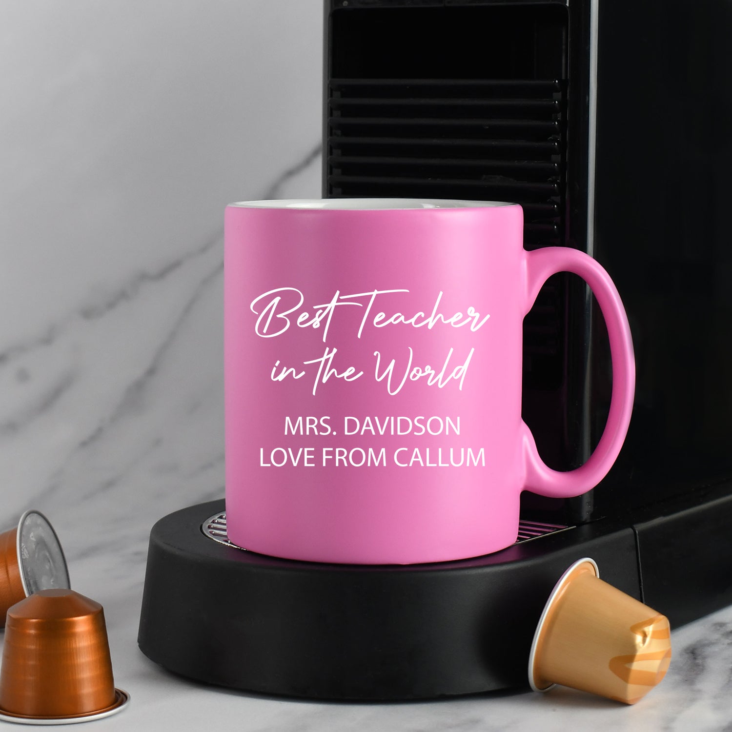 Personalised Best Teacher In The World Mug - Pink - Mugs