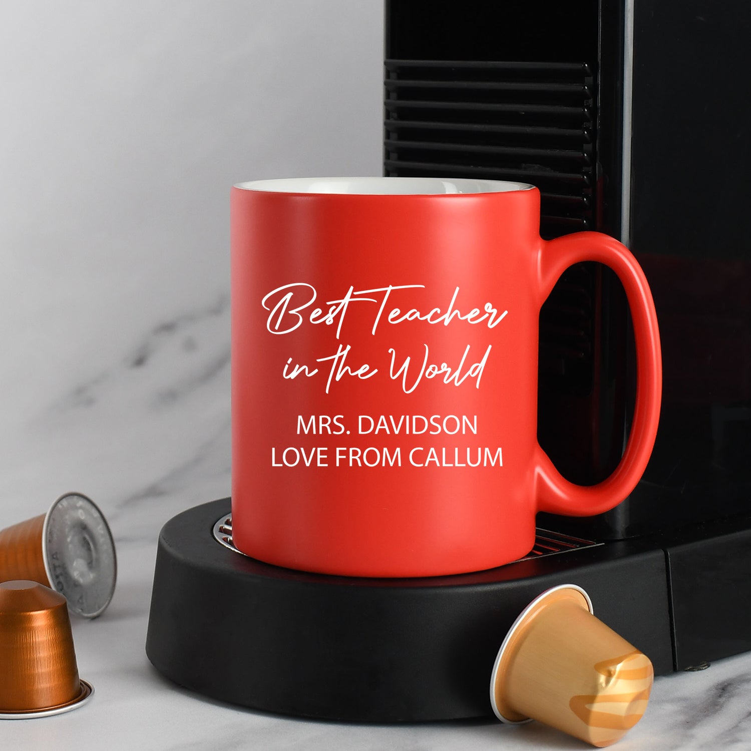 Personalised Best Teacher In The World Mug - Red - Mugs