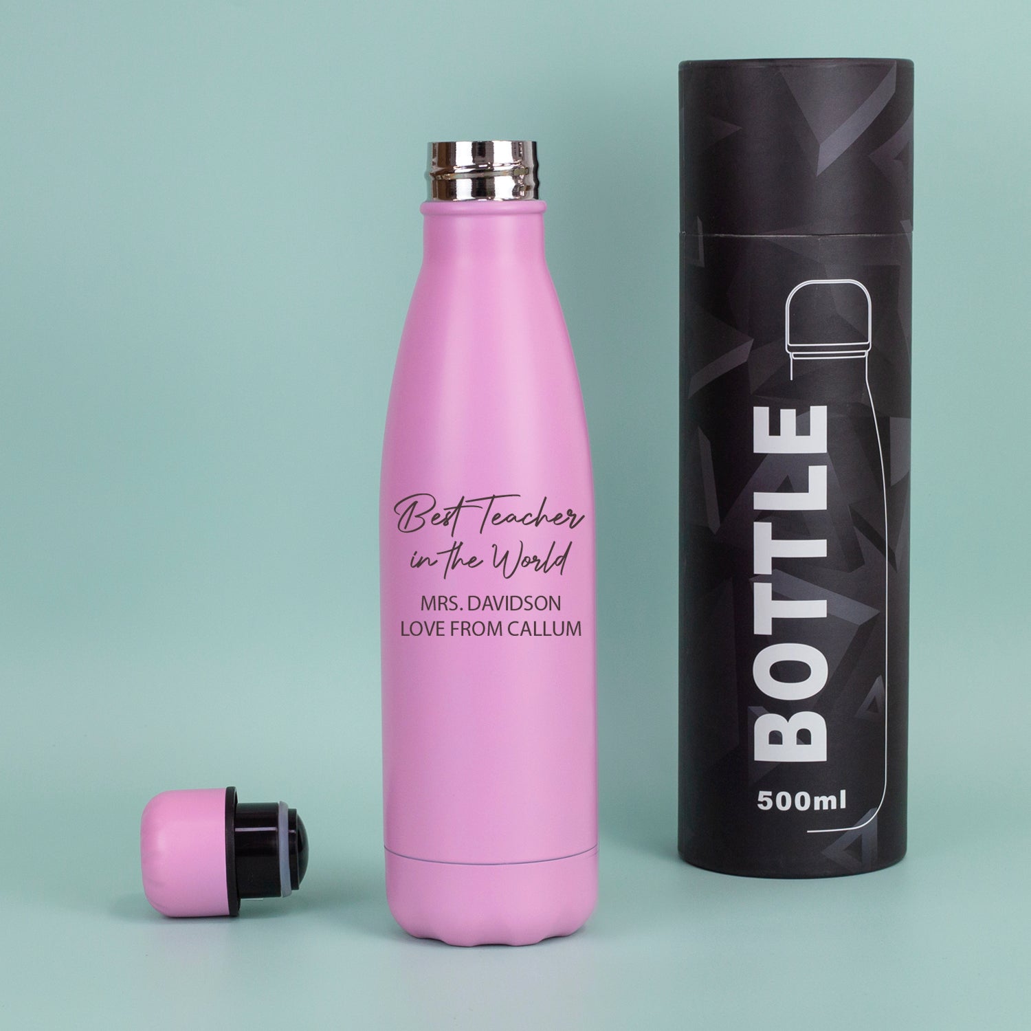 Personalised Best Teacher In The World Thermos Water Bottle - Yes / Light Pink - Thermos Water Bottles