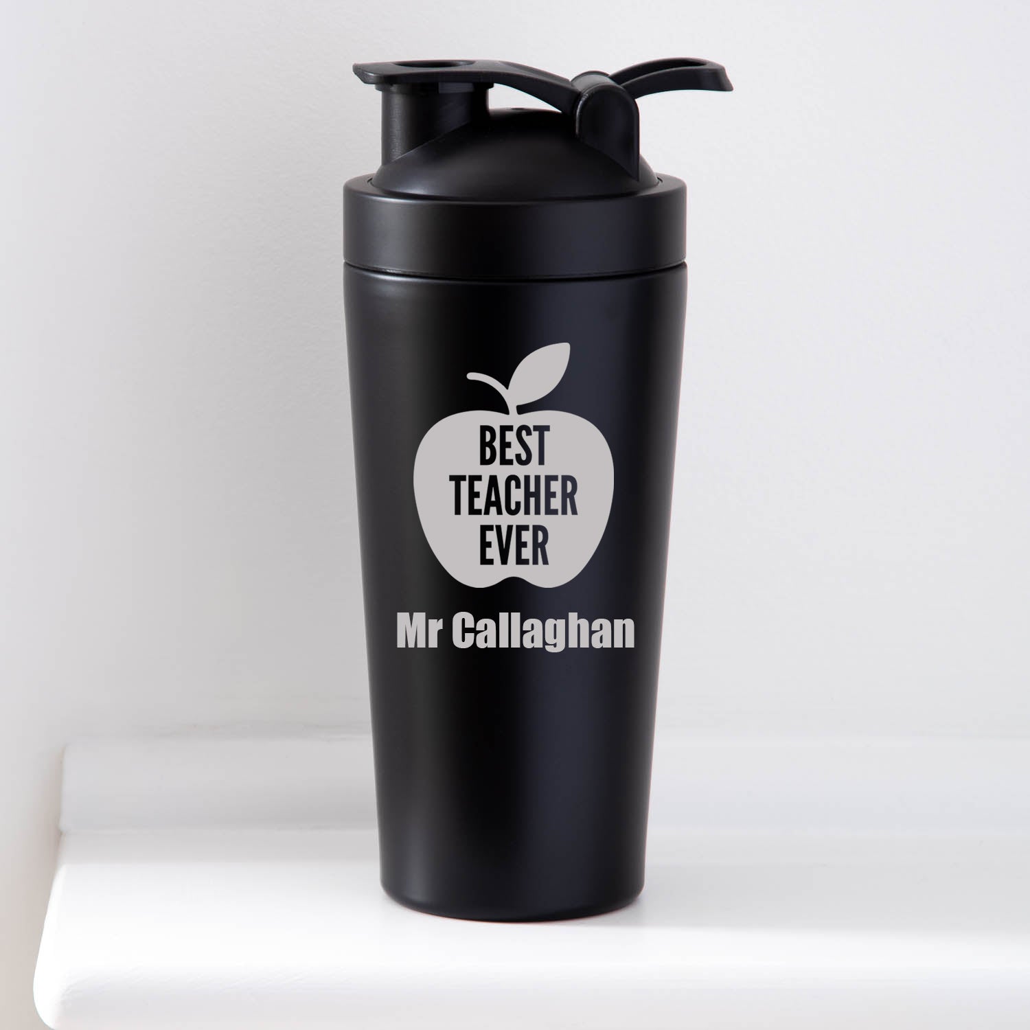 Personalised Best Teacher Ever Protein Shaker Bottle - Black - Protein Shaker Bottles