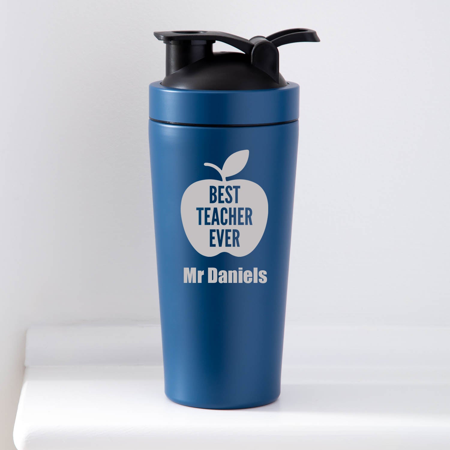 Personalised Best Teacher Ever Protein Shaker Bottle - Blue - Protein Shaker Bottles
