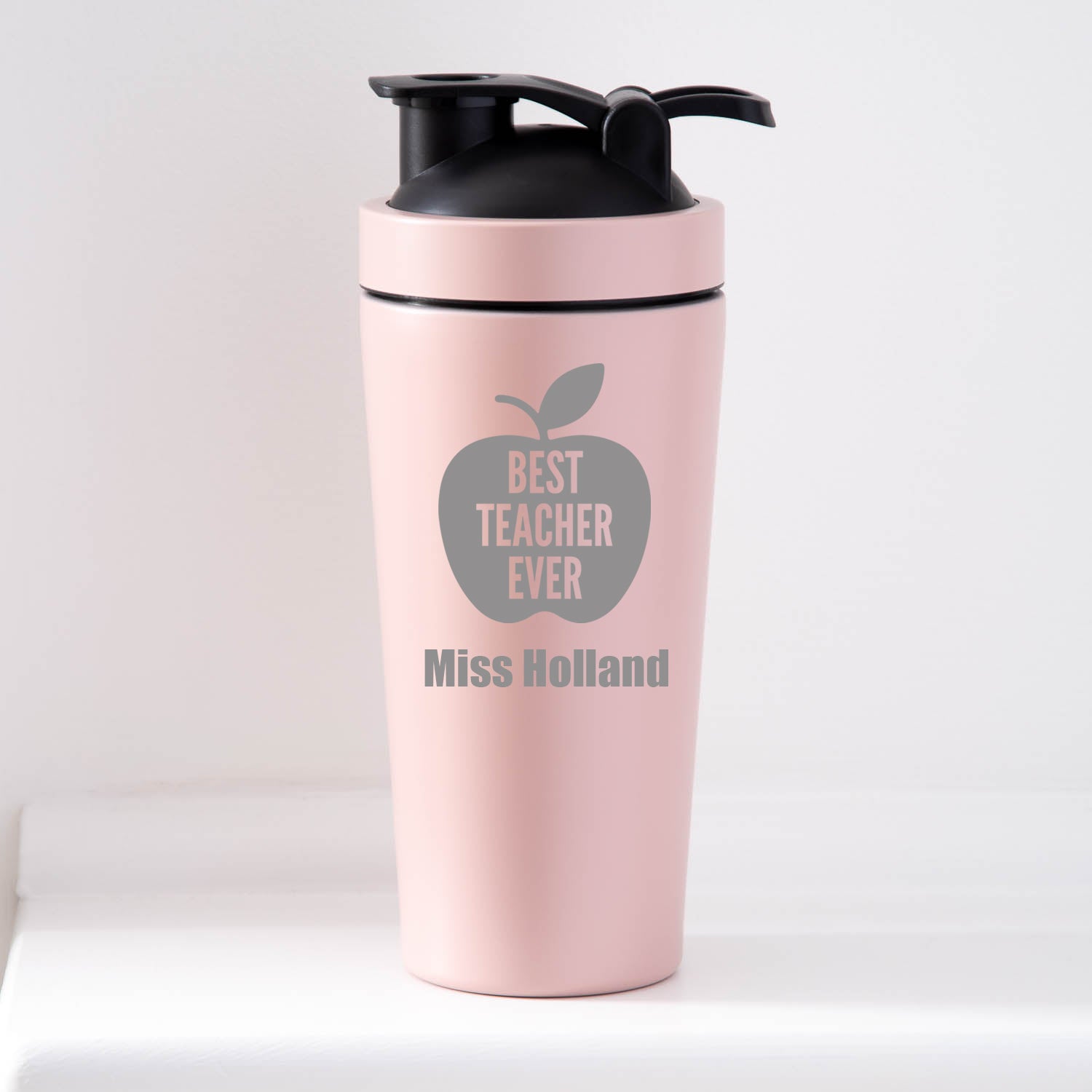 Personalised Best Teacher Ever Protein Shaker Bottle - Pink - Protein Shaker Bottles
