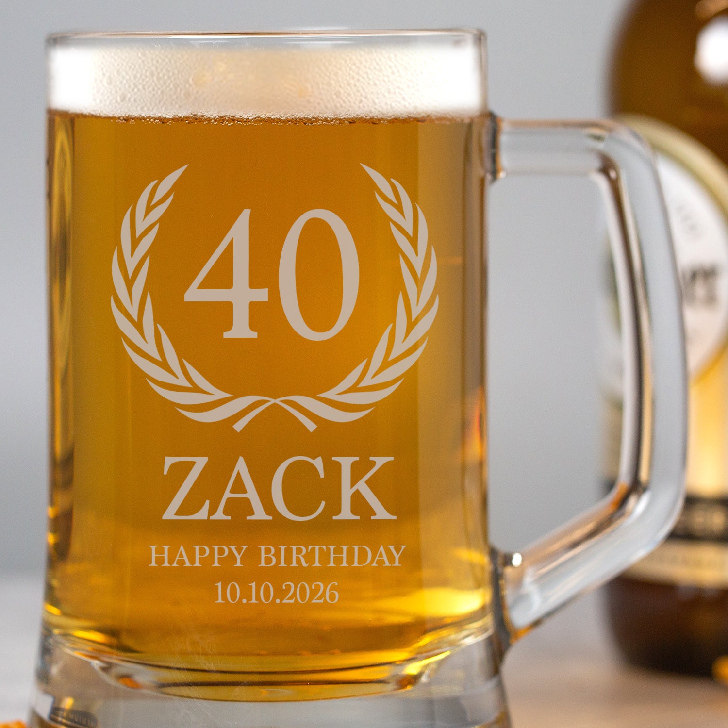 Personalised Birthday Crest Glass Pint Stern Tankard - Beer Glasses