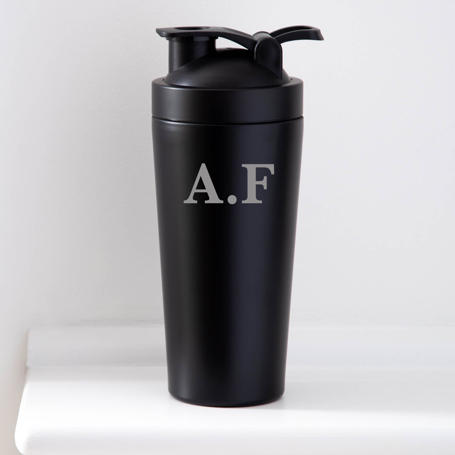 Personalised Initials Protein Shaker Bottle - Black - Protein Shaker Bottles