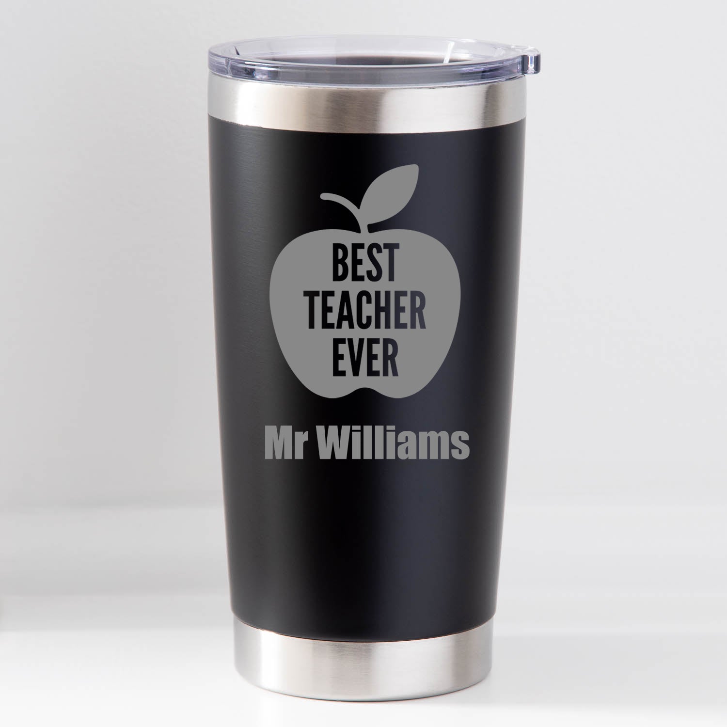 Personalised Best Teacher Apple Thermos Insulated Cup - Black - Thermos Water Bottles