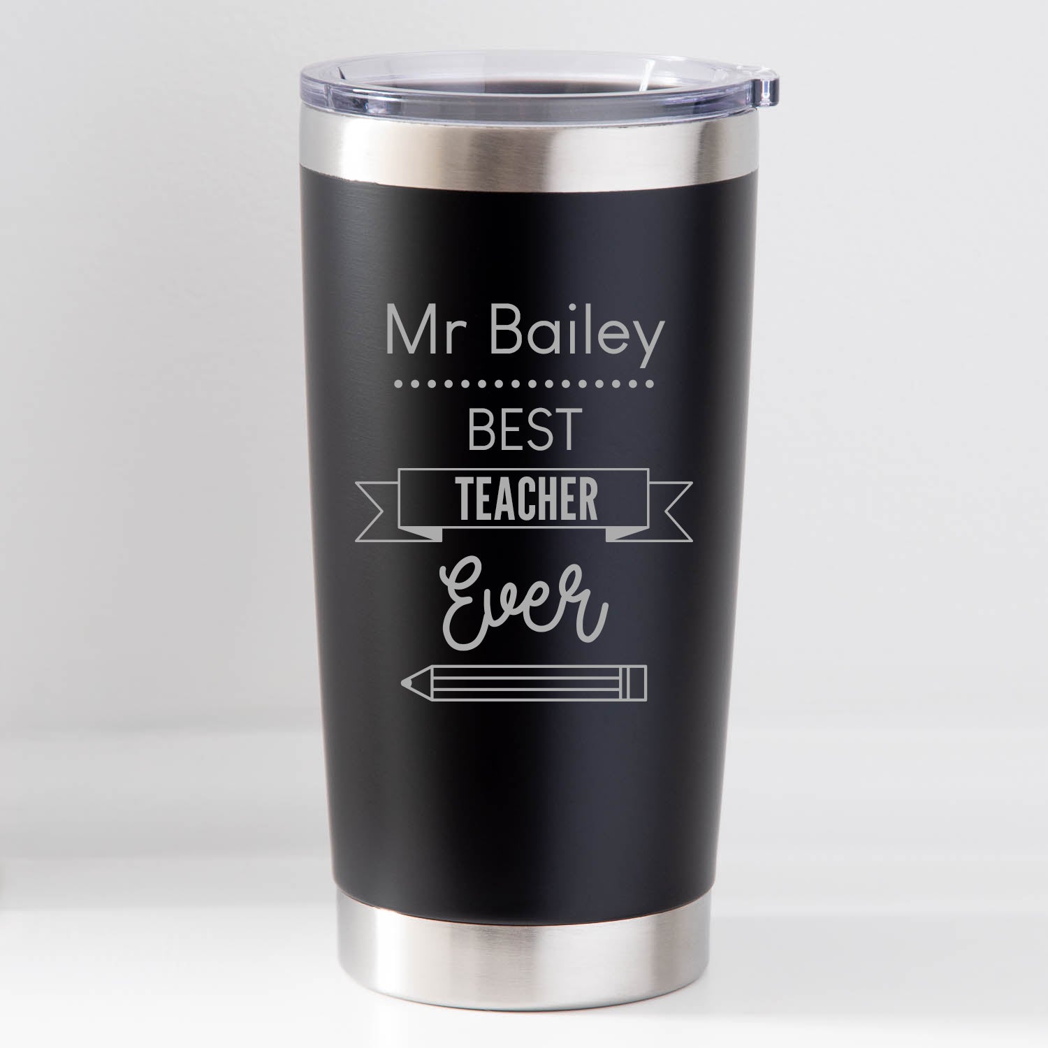 Personalised Best Teacher Ever Thermos Insulated Cup - Black - Thermos Water Bottles