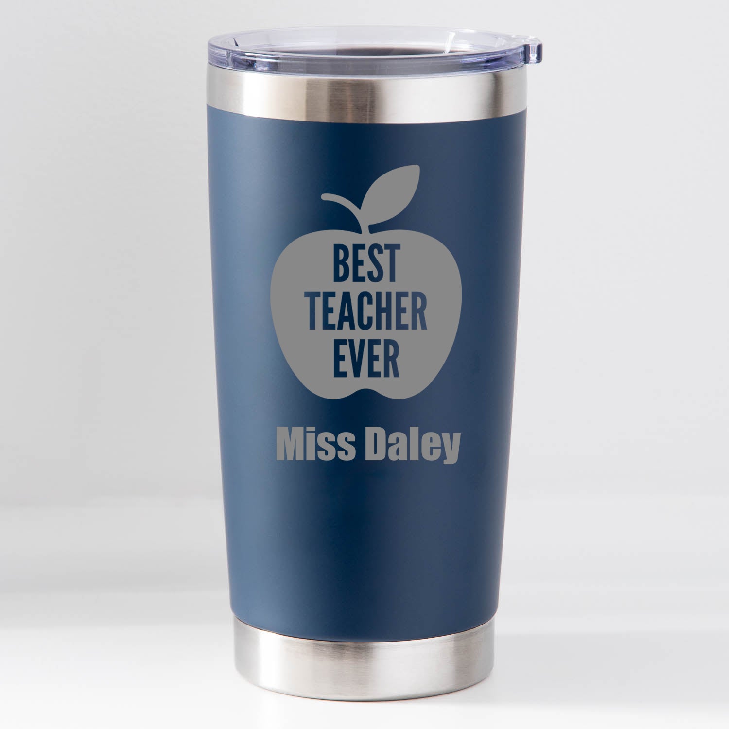 Personalised Best Teacher Apple Thermos Insulated Cup - Dark Blue - Thermos Water Bottles