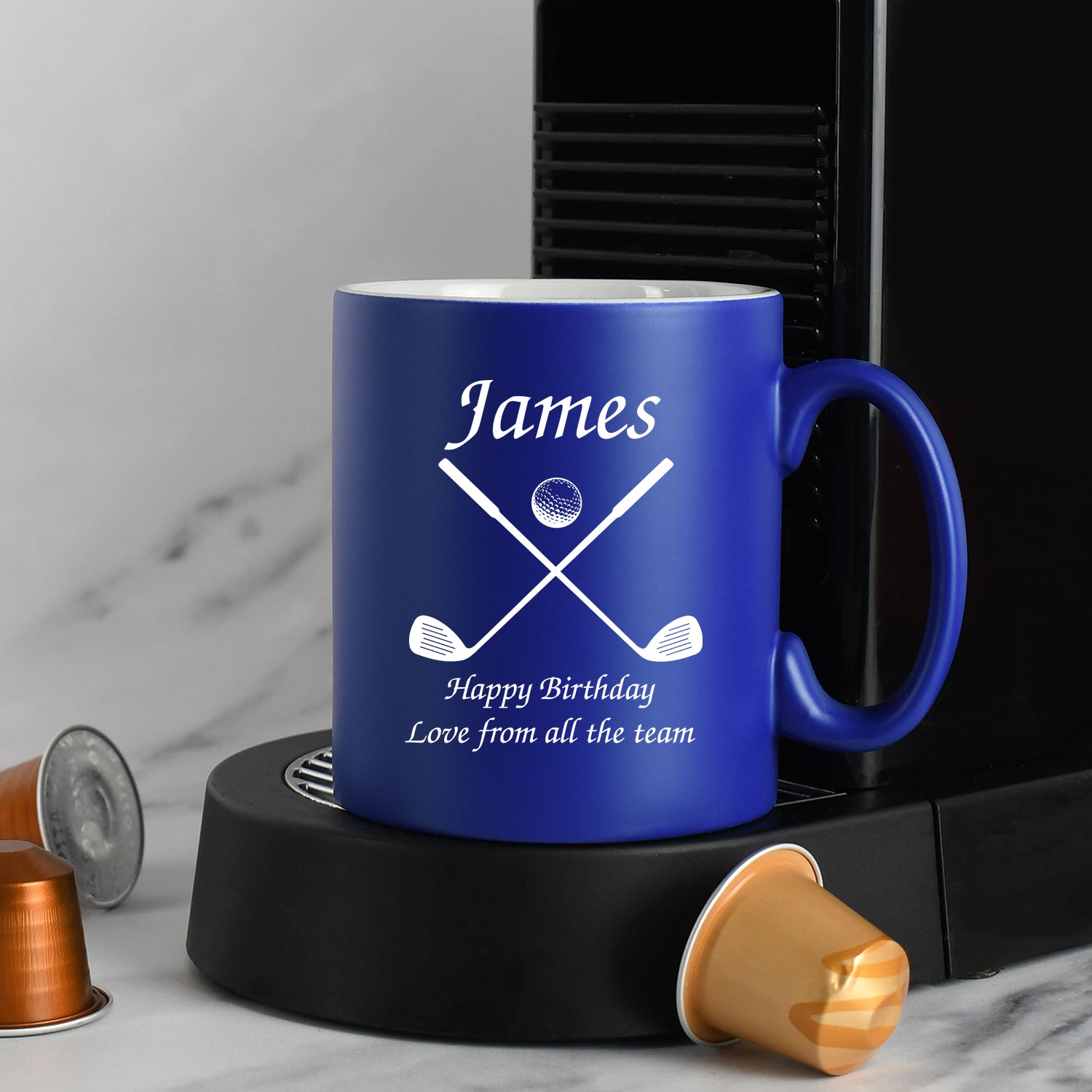 Personalised Golf & Clubs Mug - Dark Blue - Mugs
