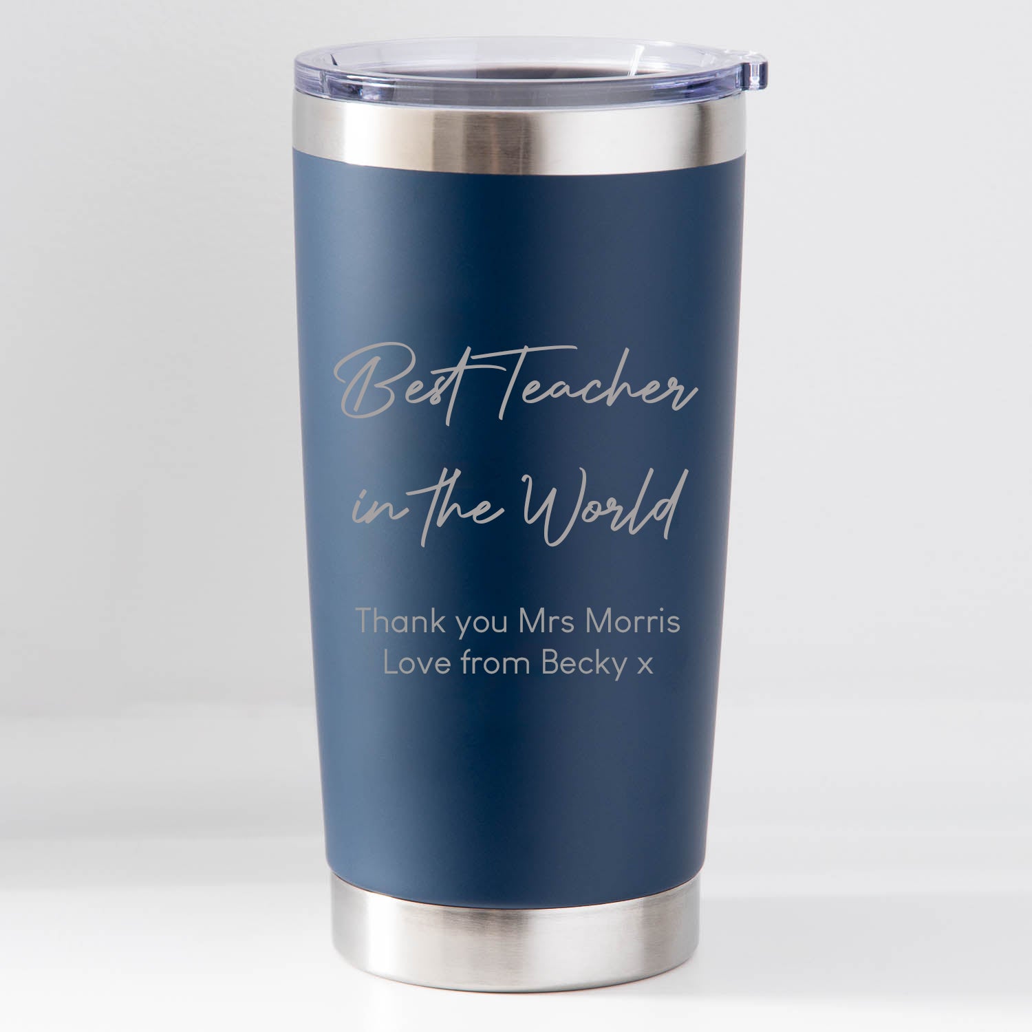 Personalised Best Teacher In The World Thermos Insulated Cup - Dark Blue - Thermos Water Bottles