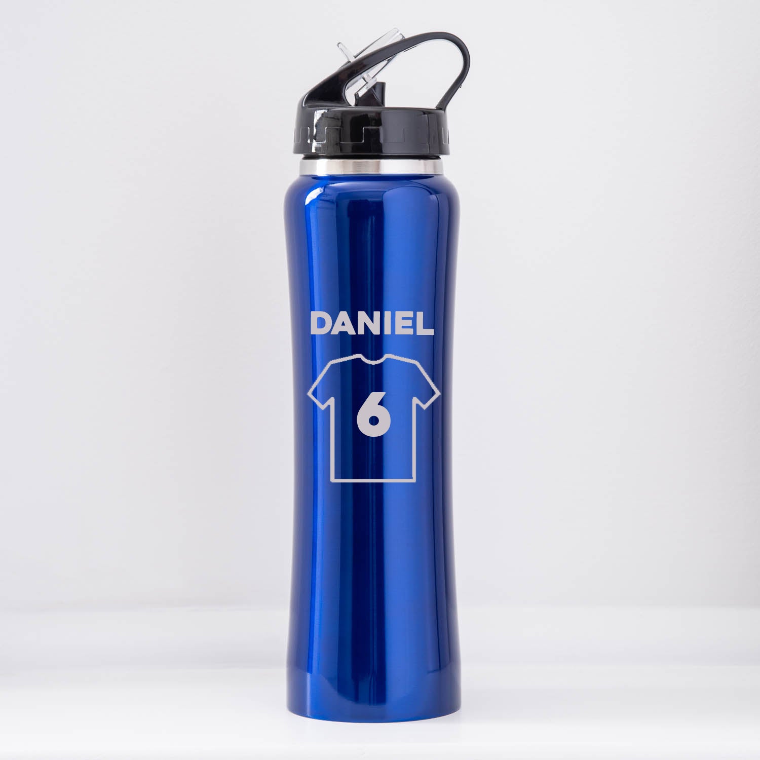 Personalised Football Shirt Sports Style Thermos Water Bottle - Blue - Thermos Water Bottles