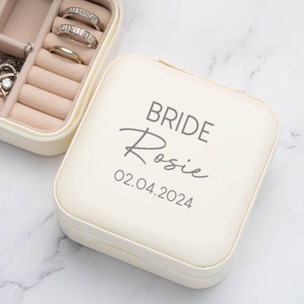 Personalised Bride Cream Jewellery Box