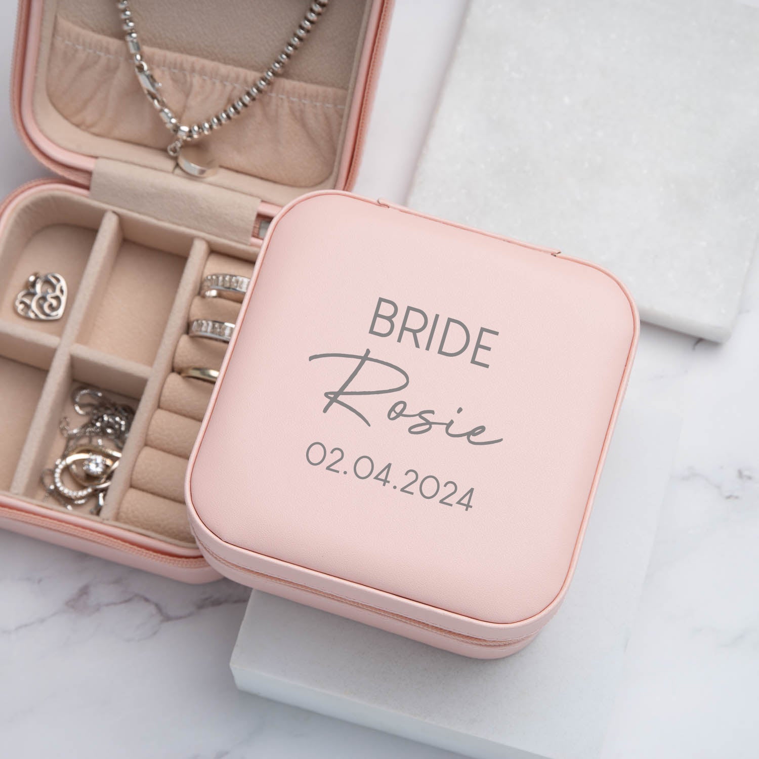 Personalised Bride Pink Jewellery Box