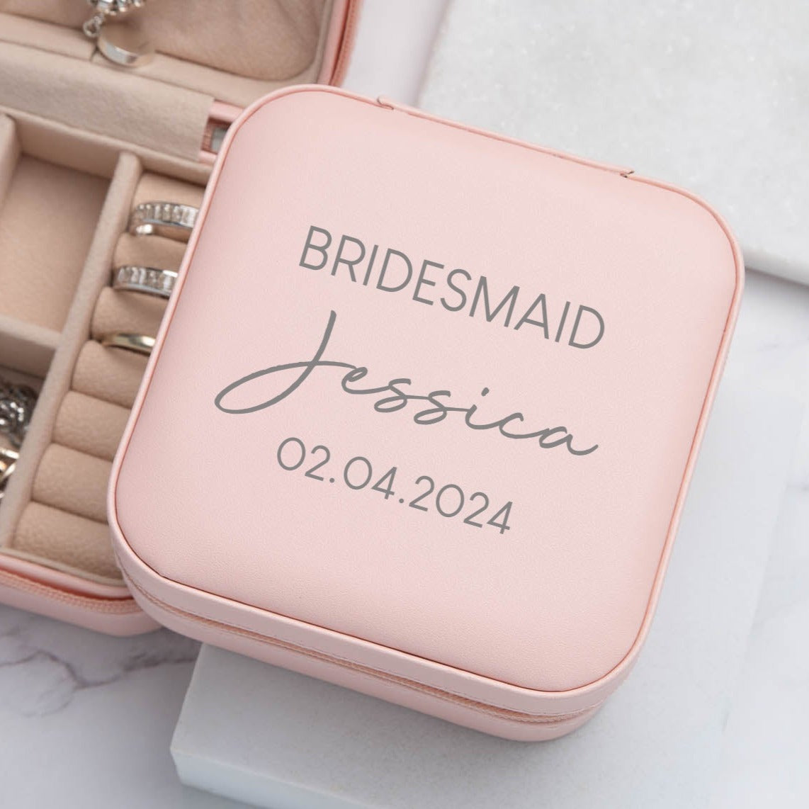 Personalised Bridesmaid Pink Jewellery Box