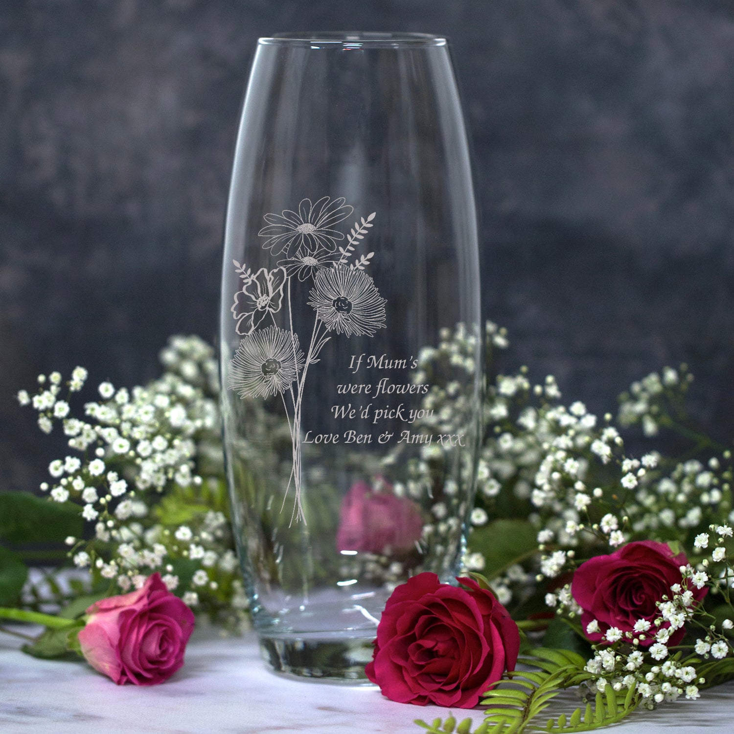 Personalised Bullet Vase | Engraved Bunch of Flowers - Bullet Vase