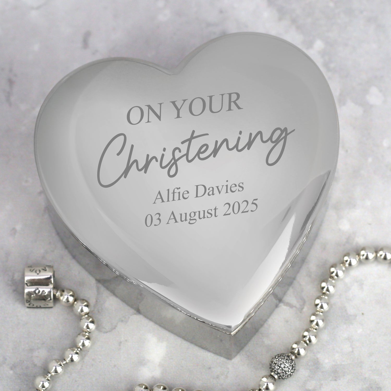 Personalised On Your Christening Heart Trinket Box - Trinket Box