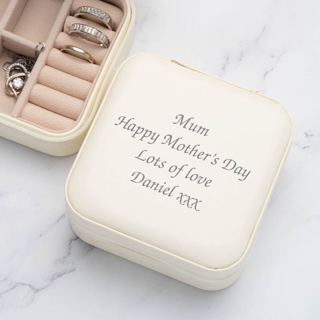 Personalised Any Message Cream Jewellery Box
