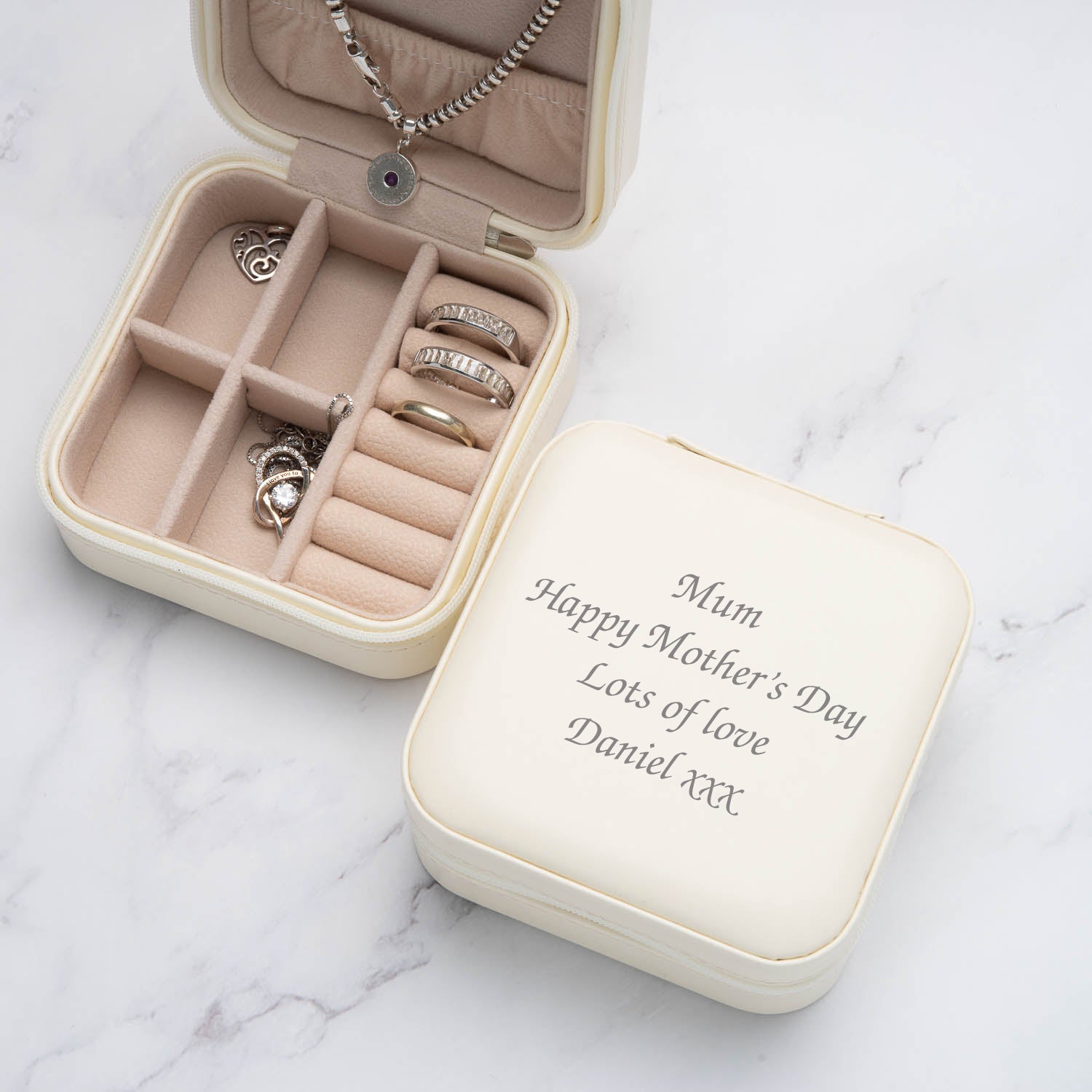 Personalised Any Message Cream Jewellery Box