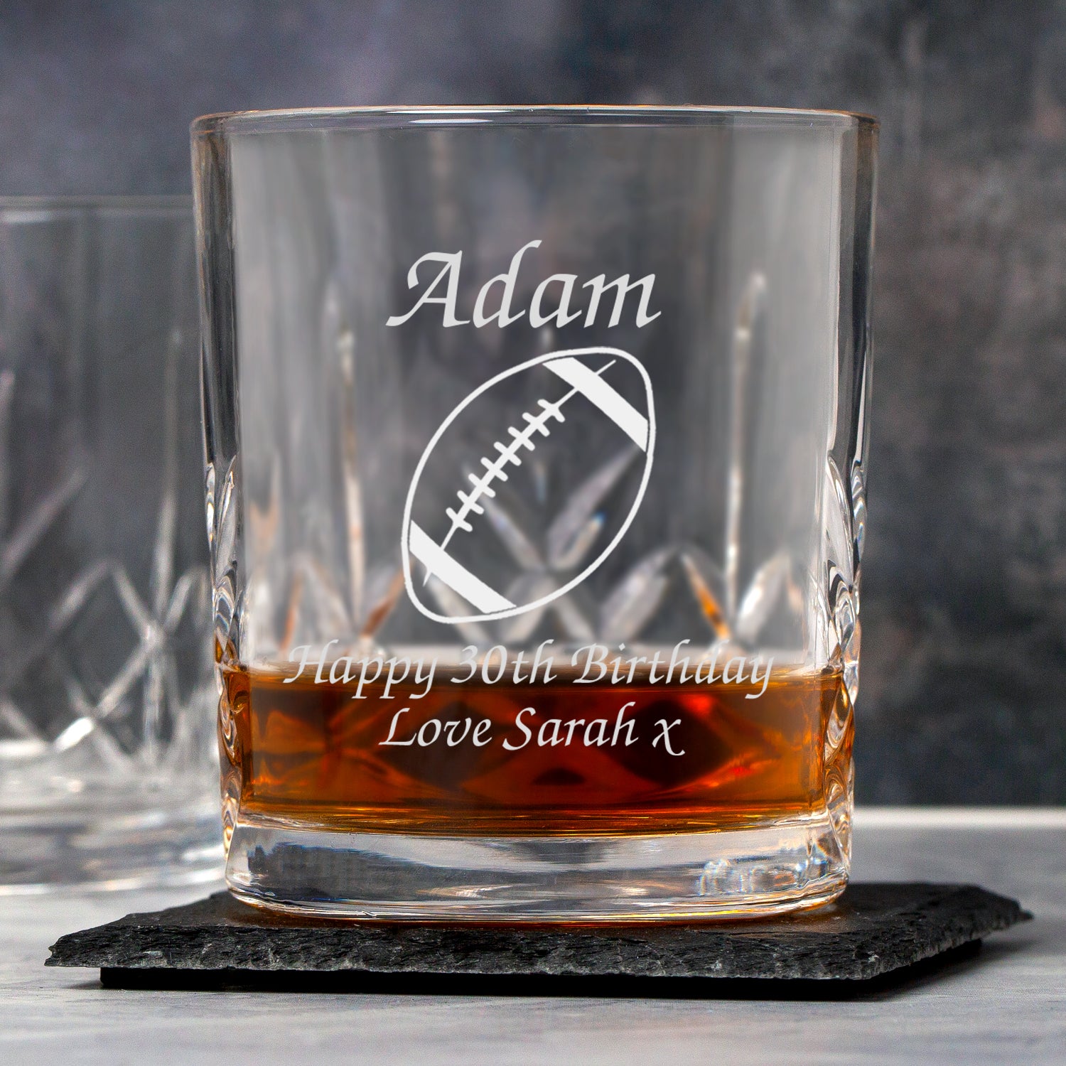 Personalised Rugby Crystal Panel Glass Tumbler - Glass Tumblers