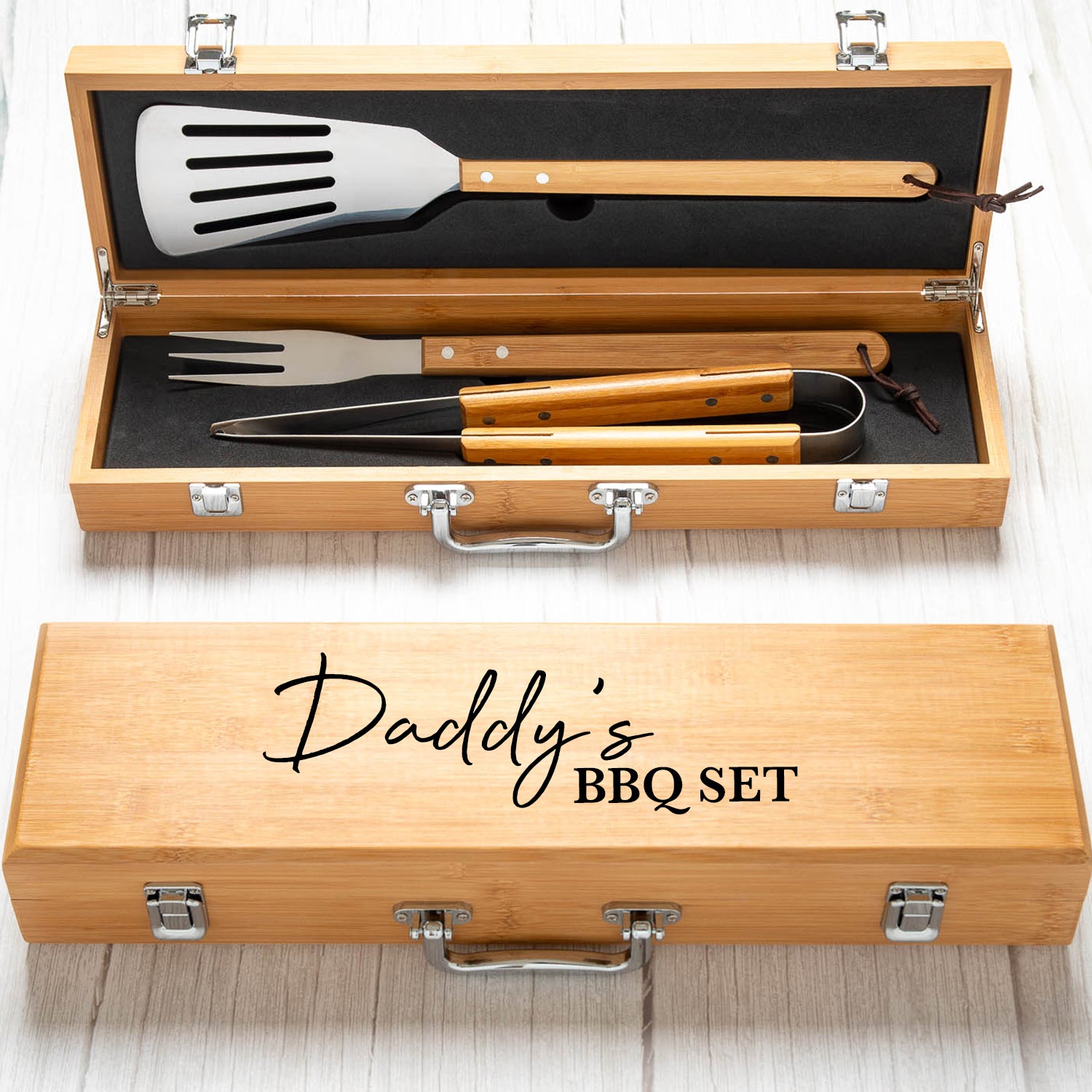 Personalised Name Wooden BBQ Tool Set - BBQ Sets