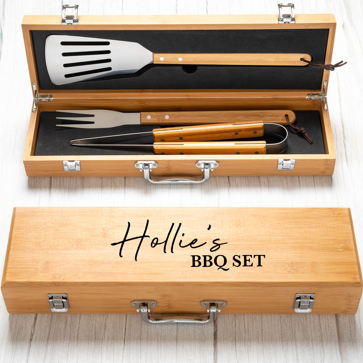 Personalised Name Wooden BBQ Tool Set - BBQ Sets