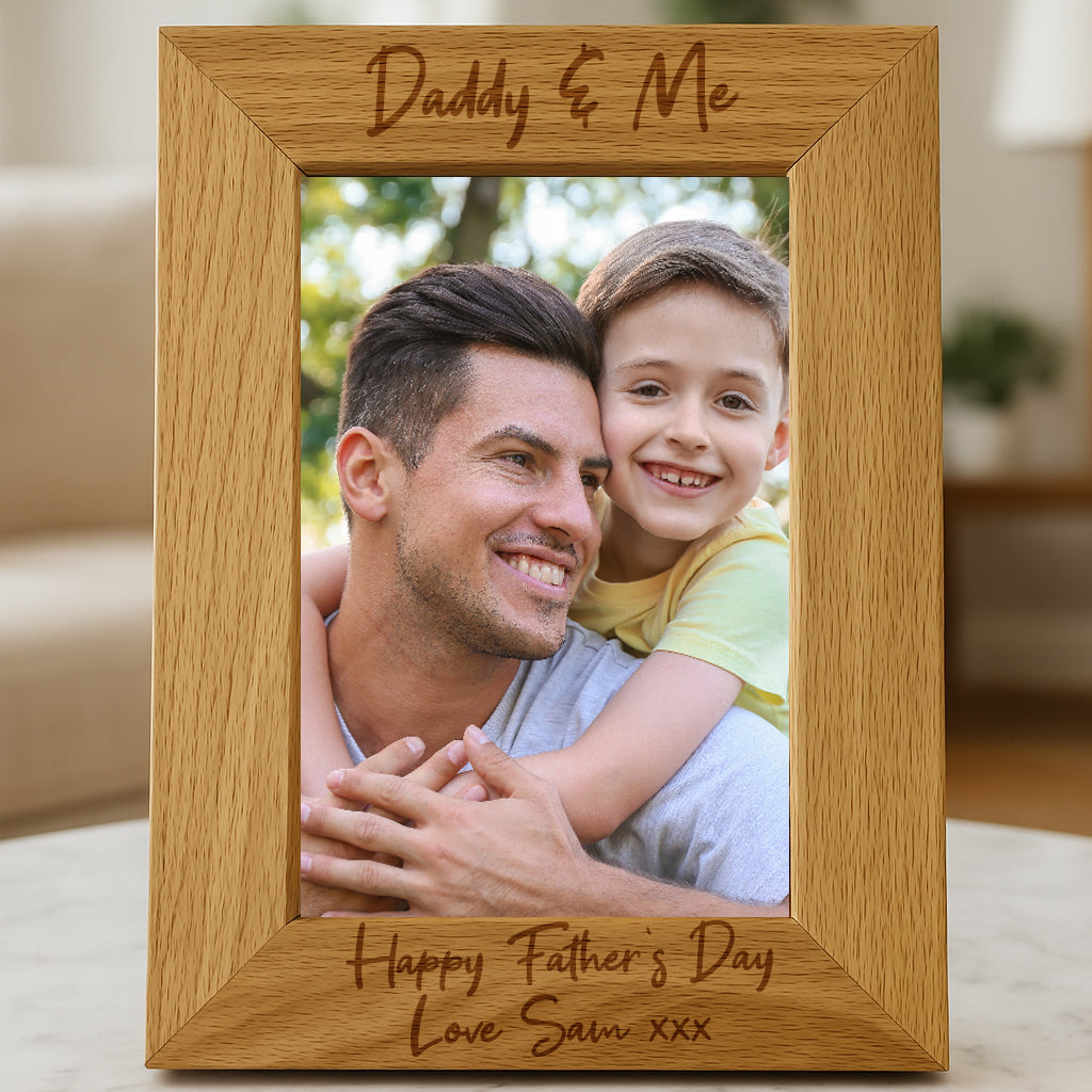 Personalised Wooden Daddy & Me Photo Frame - 4x6 Portrait - Photo Frames