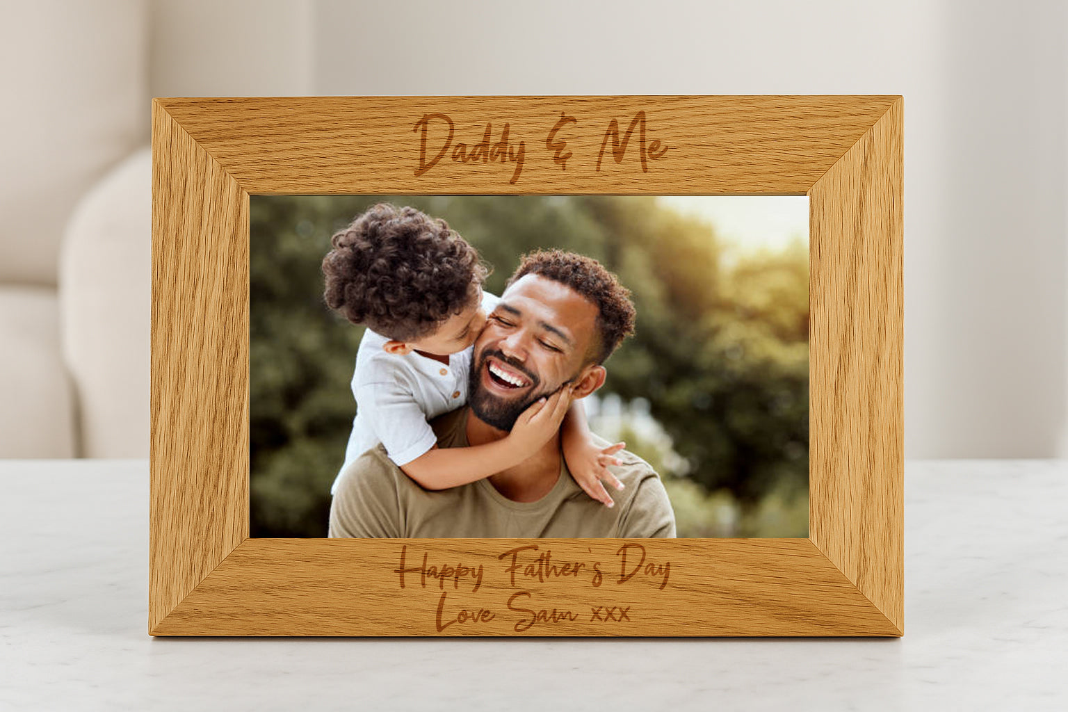 Personalised Wooden Daddy & Me Photo Frame - 4x6 Landscape - Photo Frames