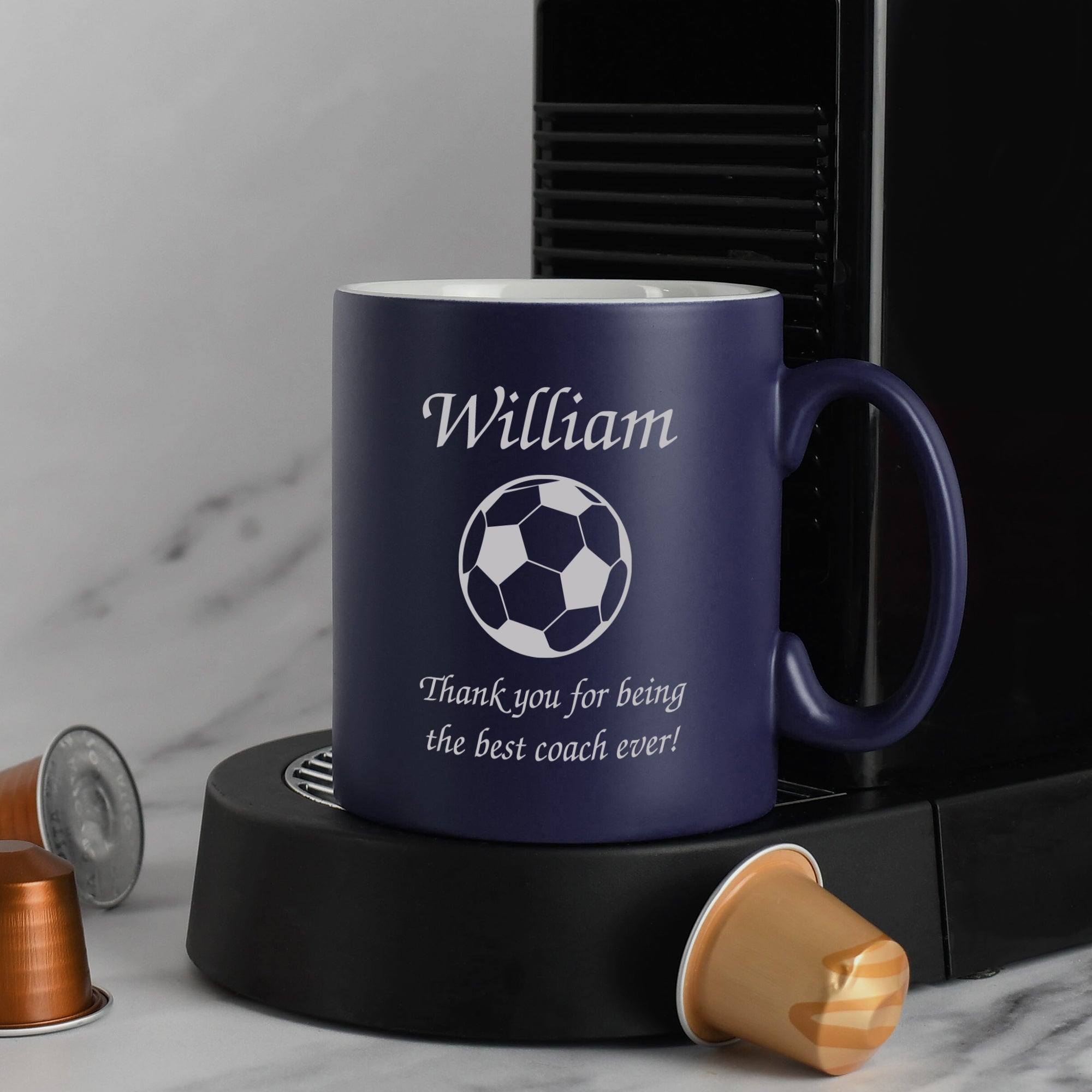 Personalised Football Mug - Dark Blue