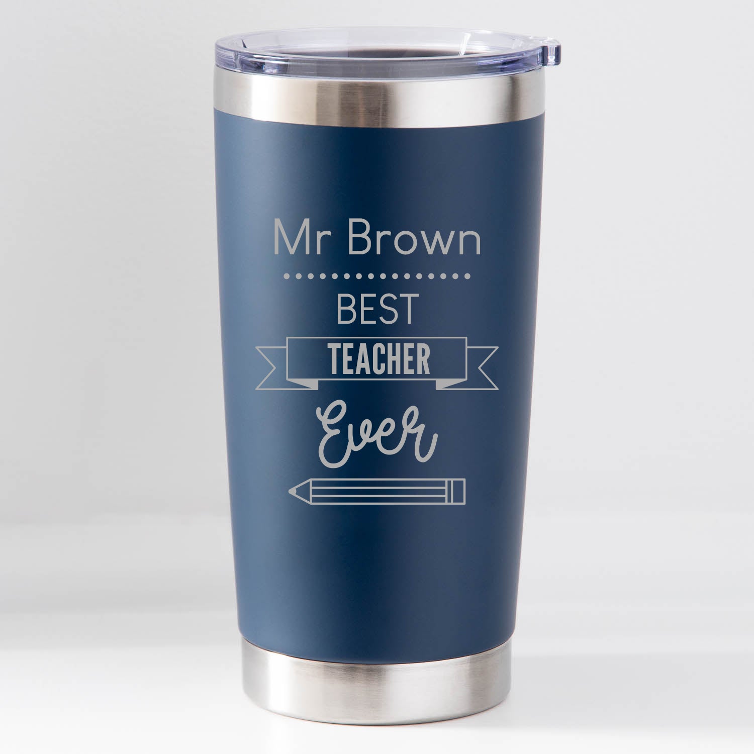 Personalised Best Teacher Ever Thermos Insulated Cup - Dark Blue - Thermos Water Bottles