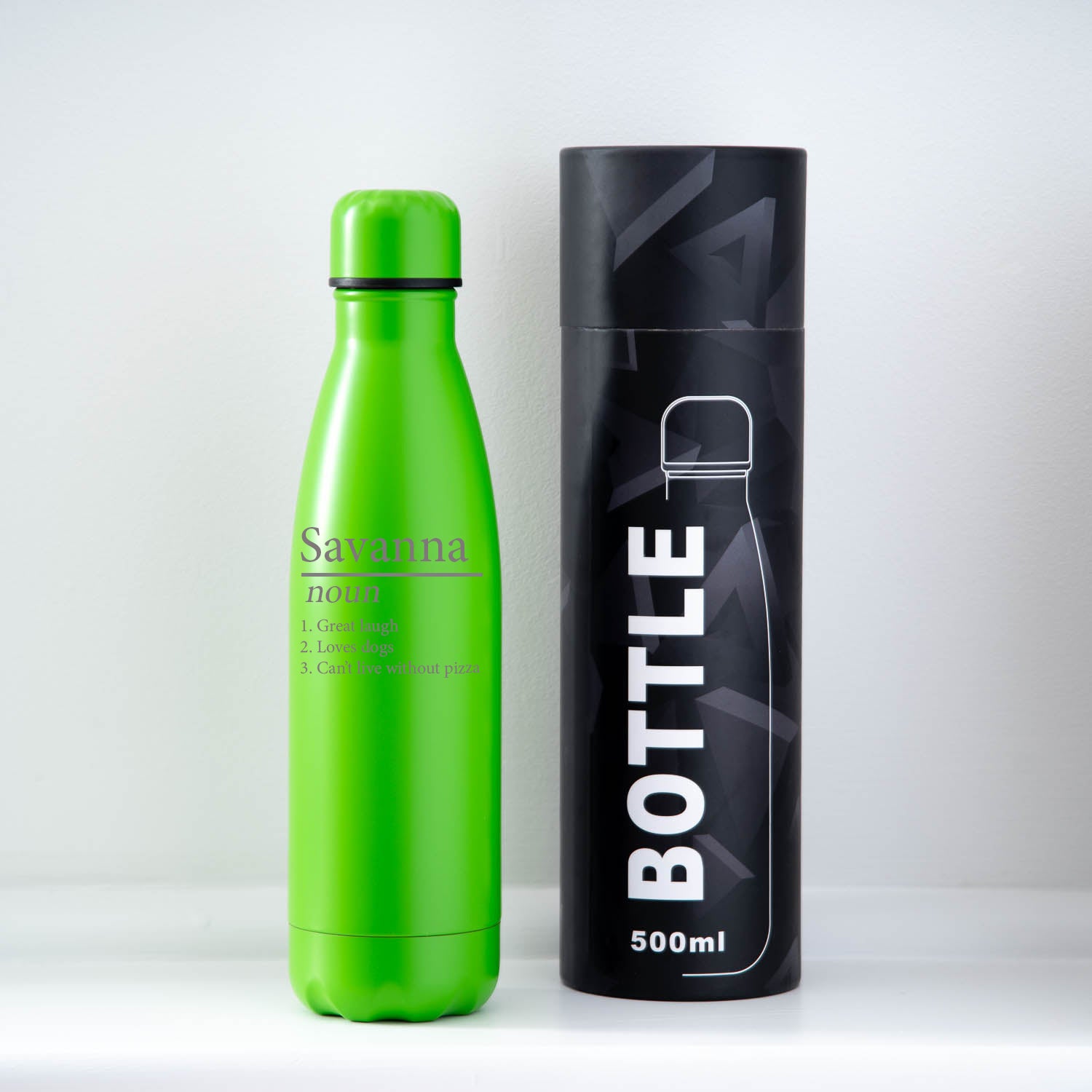 Personalised Name – Noun Insulated Water Bottle | Engraved - Yes / Dark Green - Thermos Water Bottles