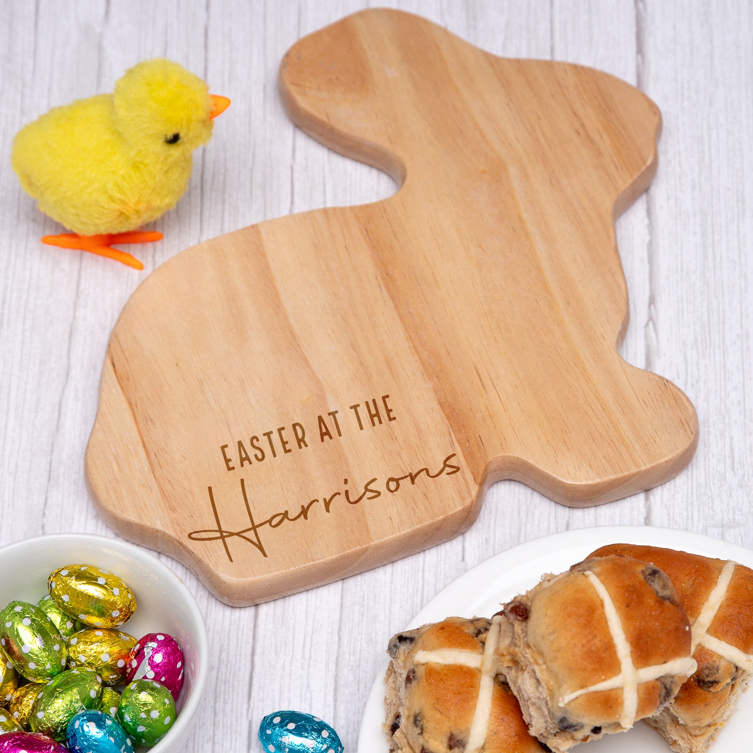 Personalised Family Easter Rabbit Wooden Chopping Board
