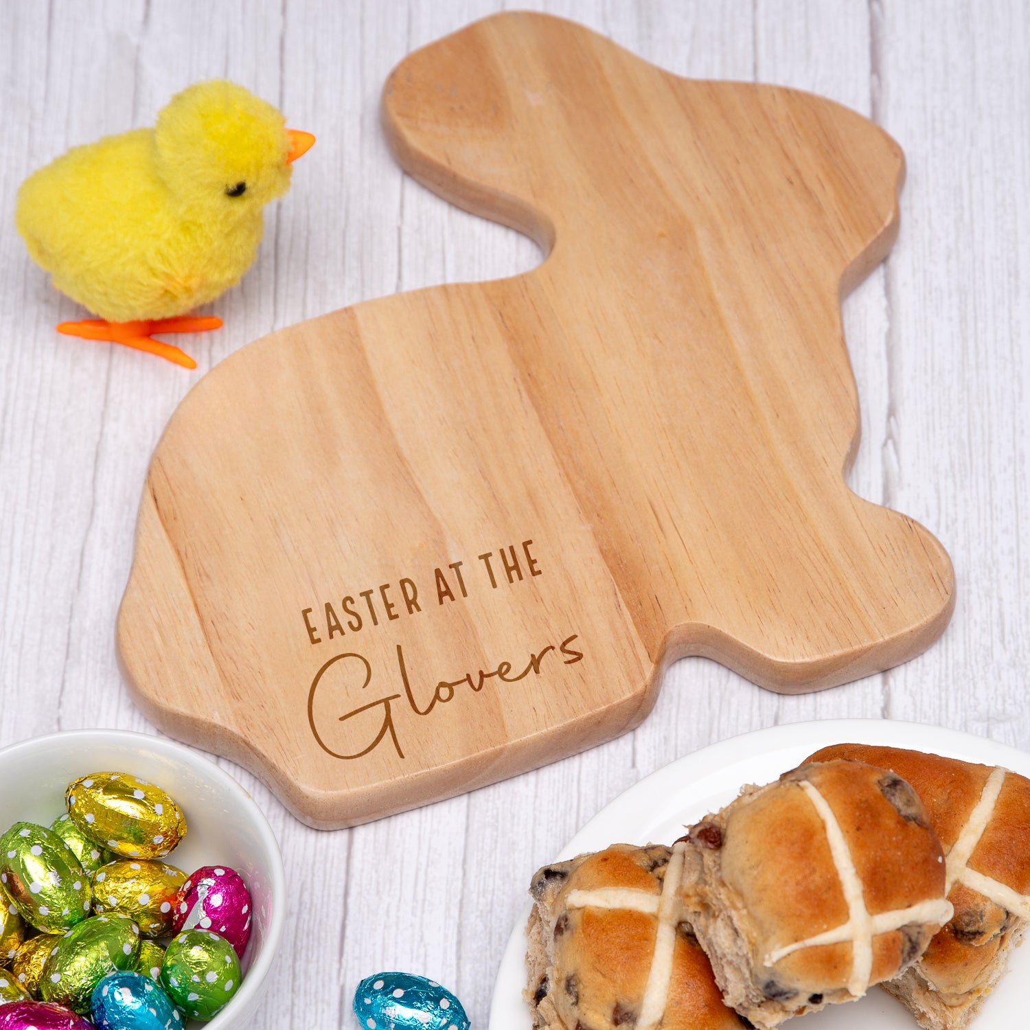 Personalised Family Easter Rabbit Wooden Chopping Board