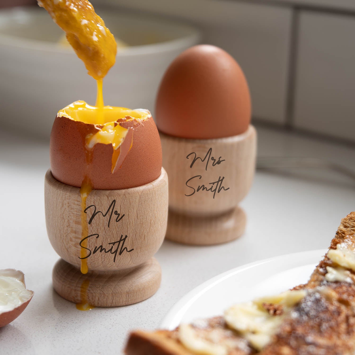 Personalised Mr & Mrs Wedding Egg Cup Set - Egg Cup