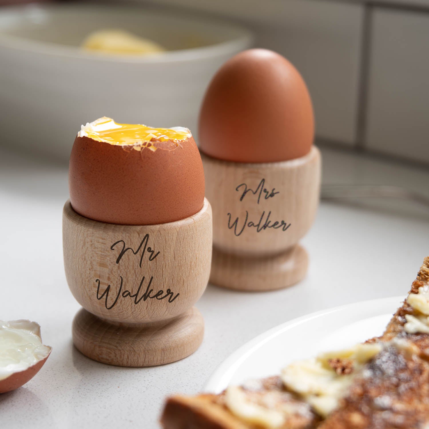 Personalised Mr & Mrs Wedding Egg Cup Set - Egg Cup