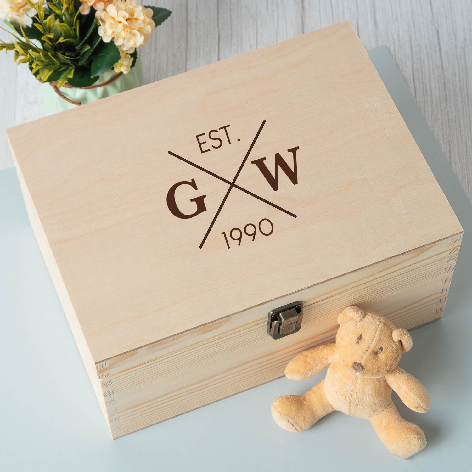 Personalised Established Large Wooden Memory Box - Wooden Keepsake Box