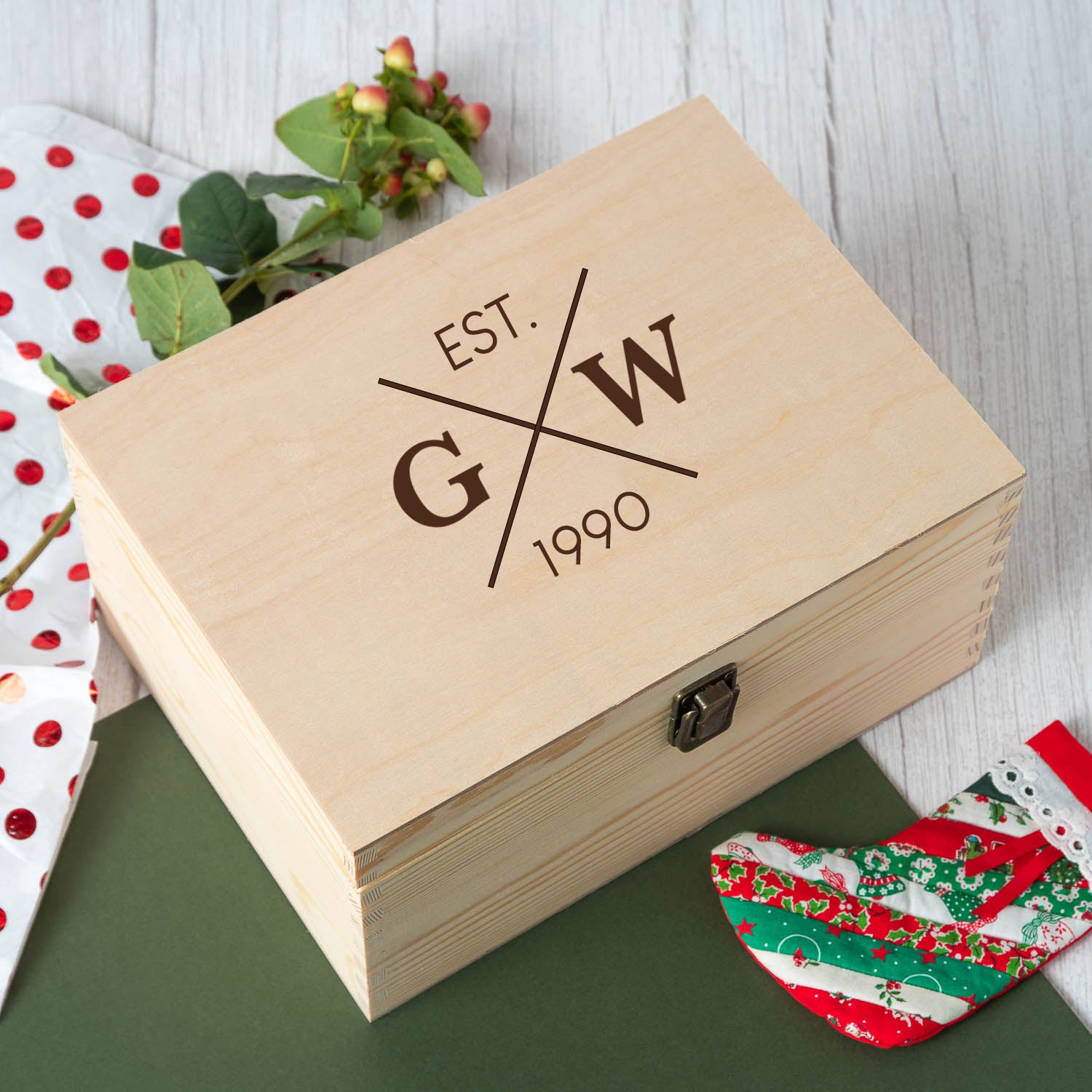 Personalised Established Large Wooden Memory Box - Wooden Keepsake Box