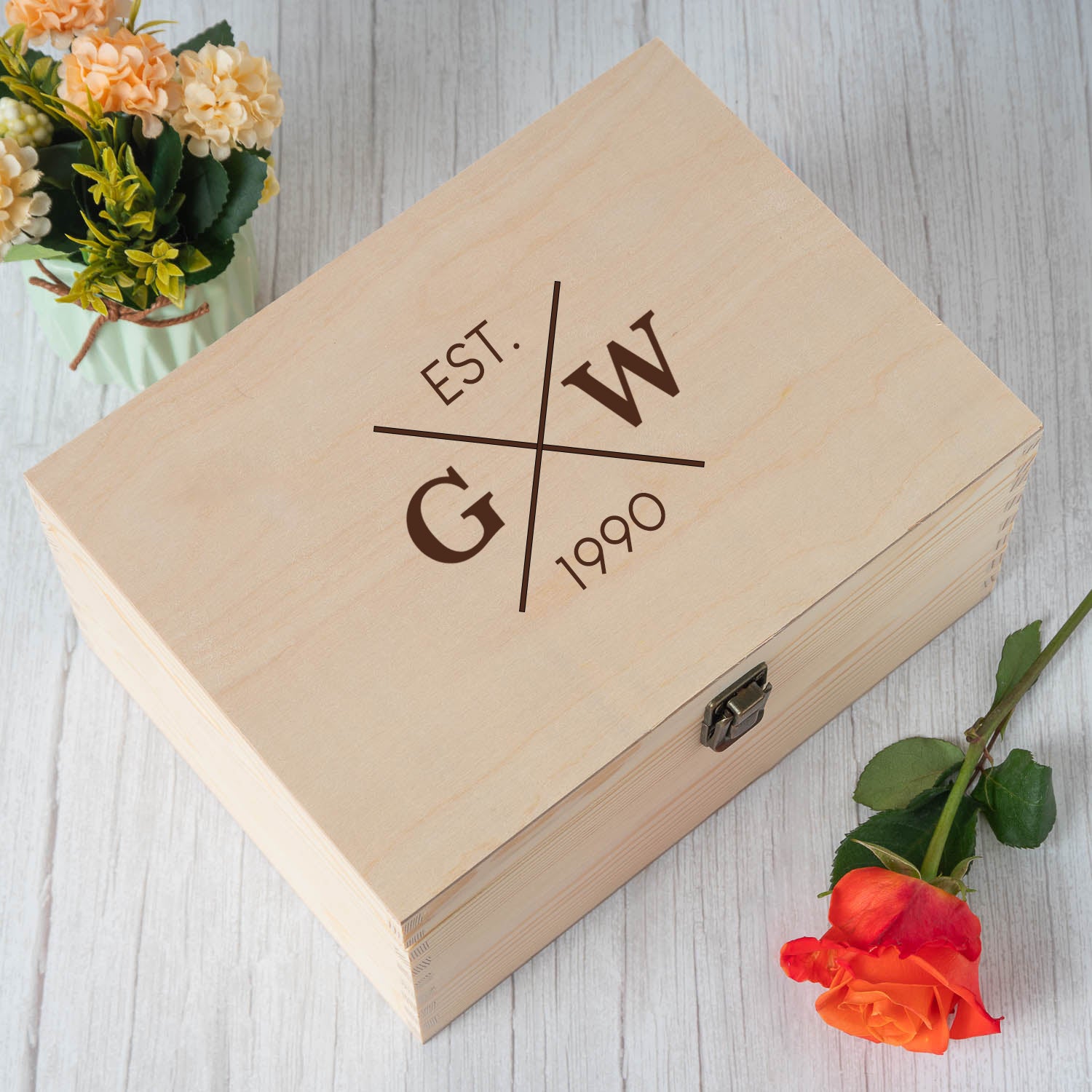 Personalised Established Large Wooden Memory Box - Wooden Keepsake Box
