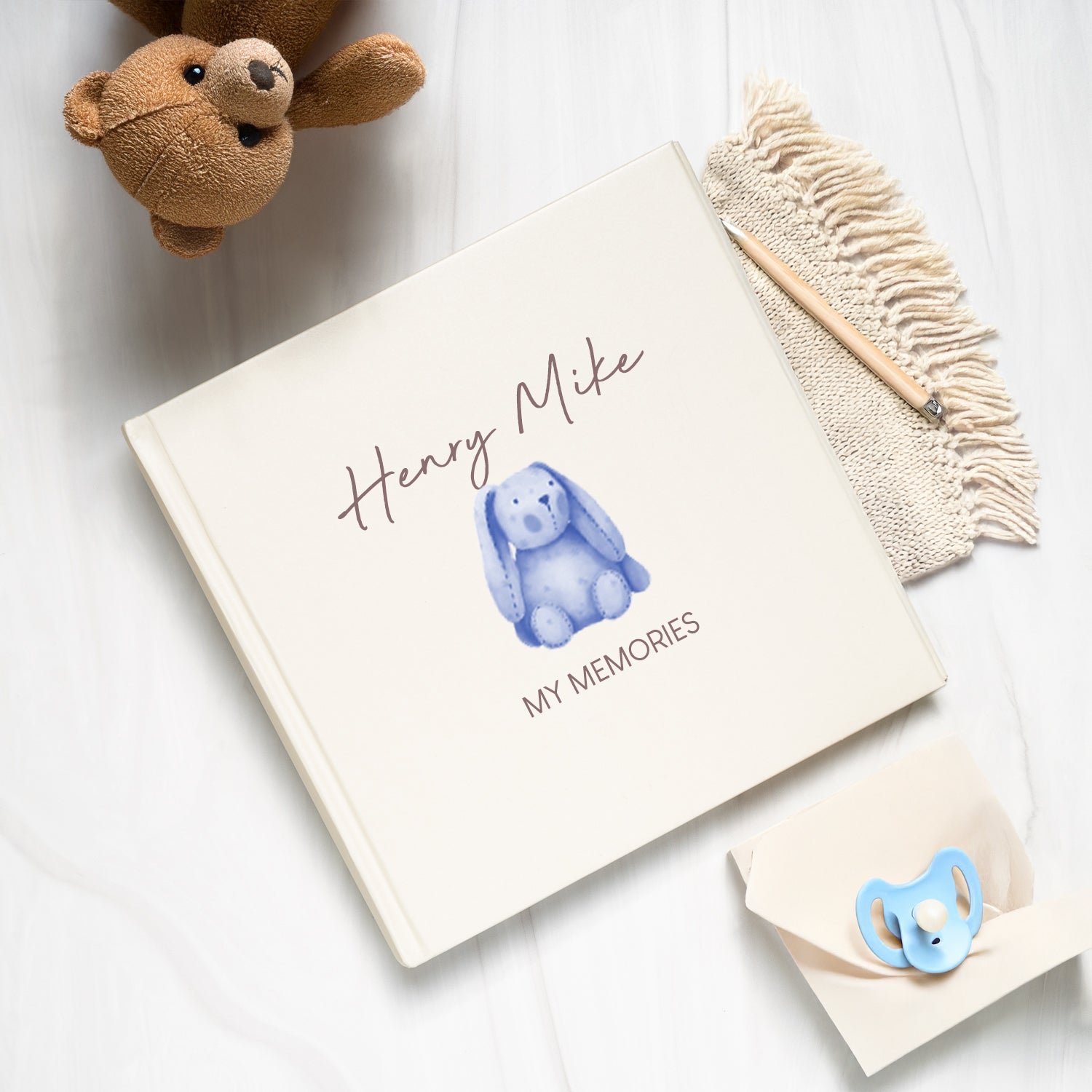 Personalised Blue Bunny Baby’s First Year Photo Album - Photo Album